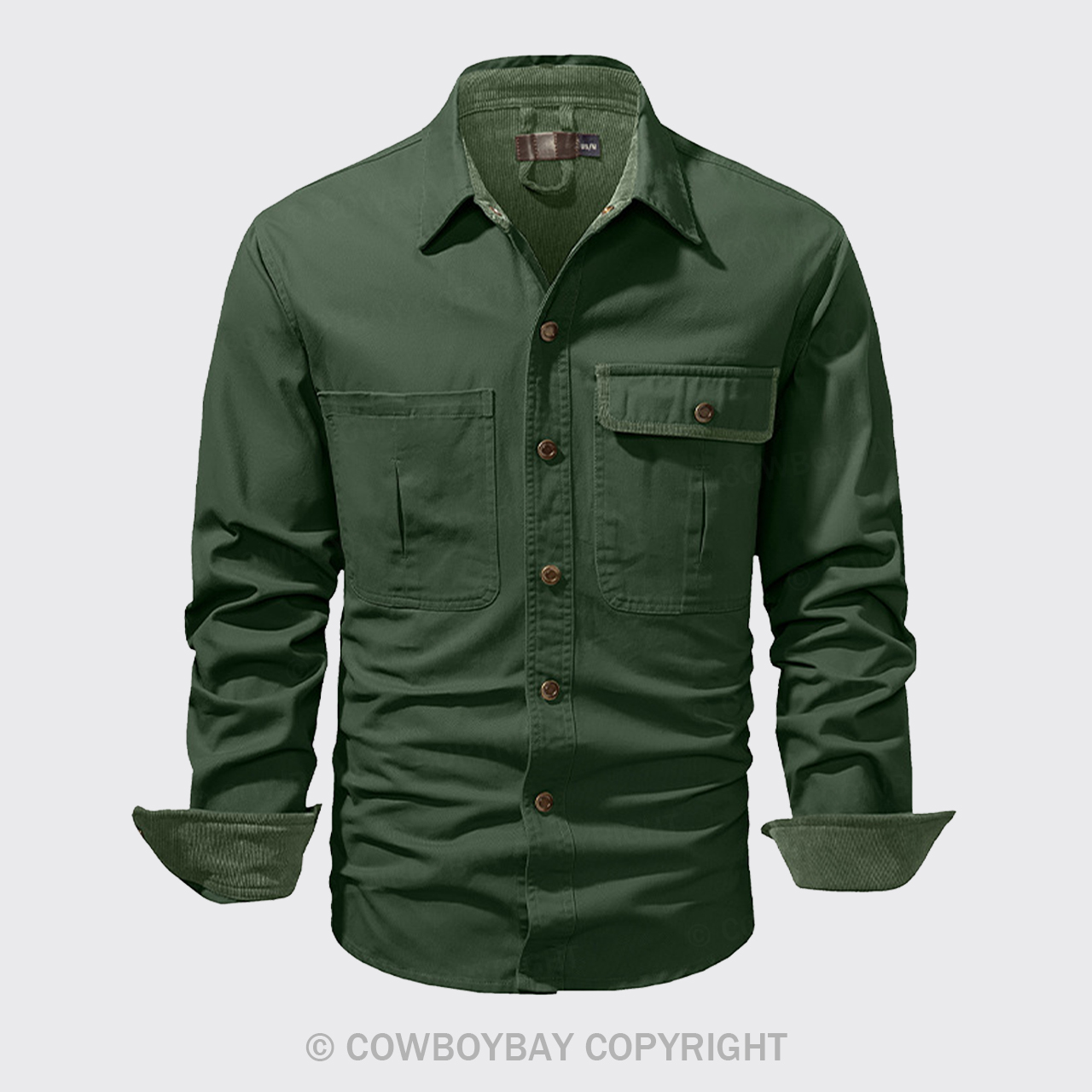 Green Corduroy Washed Cotton Shirt