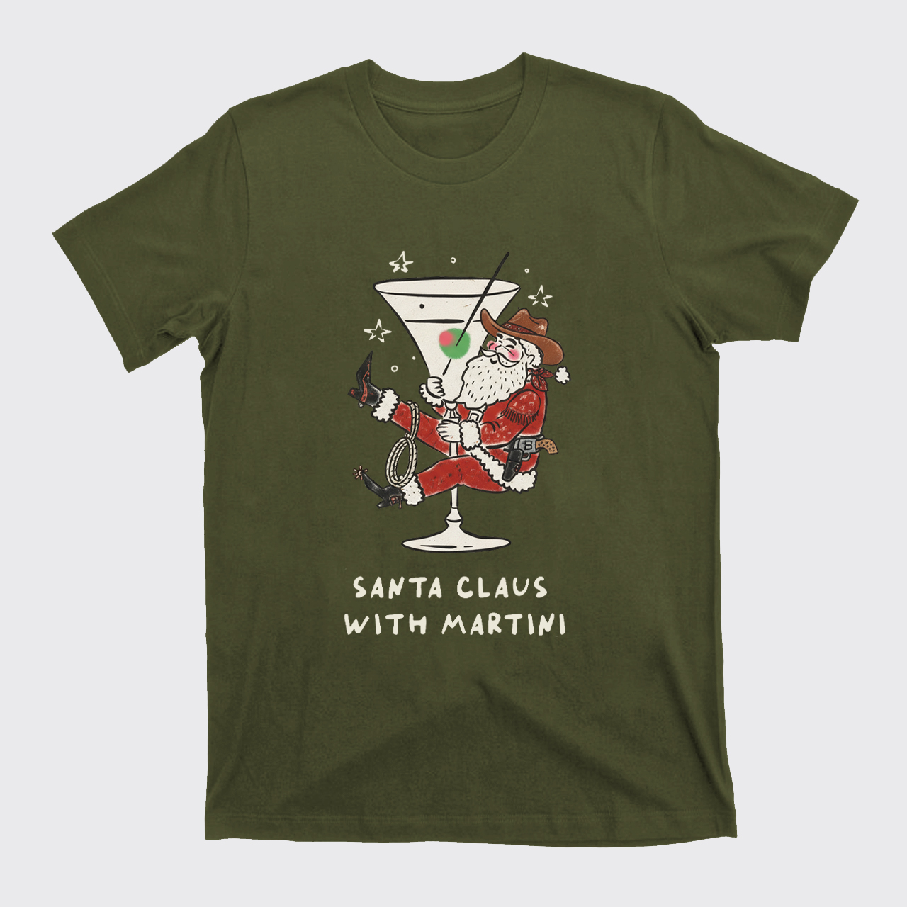 Santa Claus with Martini T-Shirts