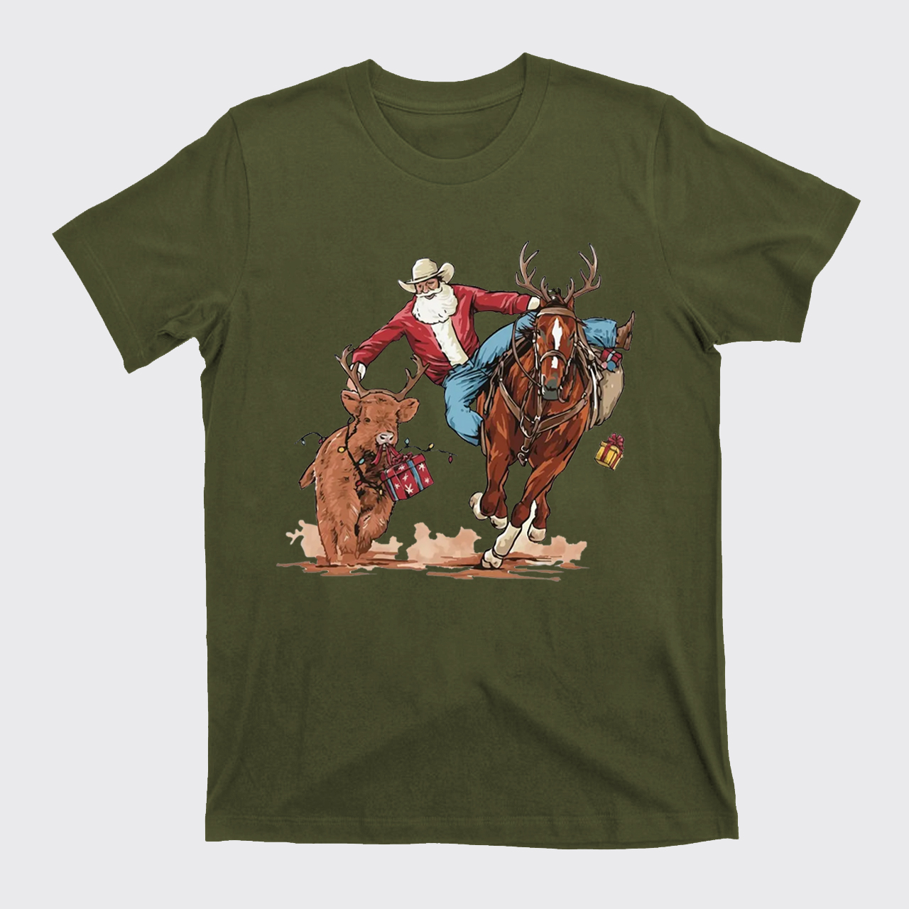 Western Cowboy Santa Christmas T-Shirts