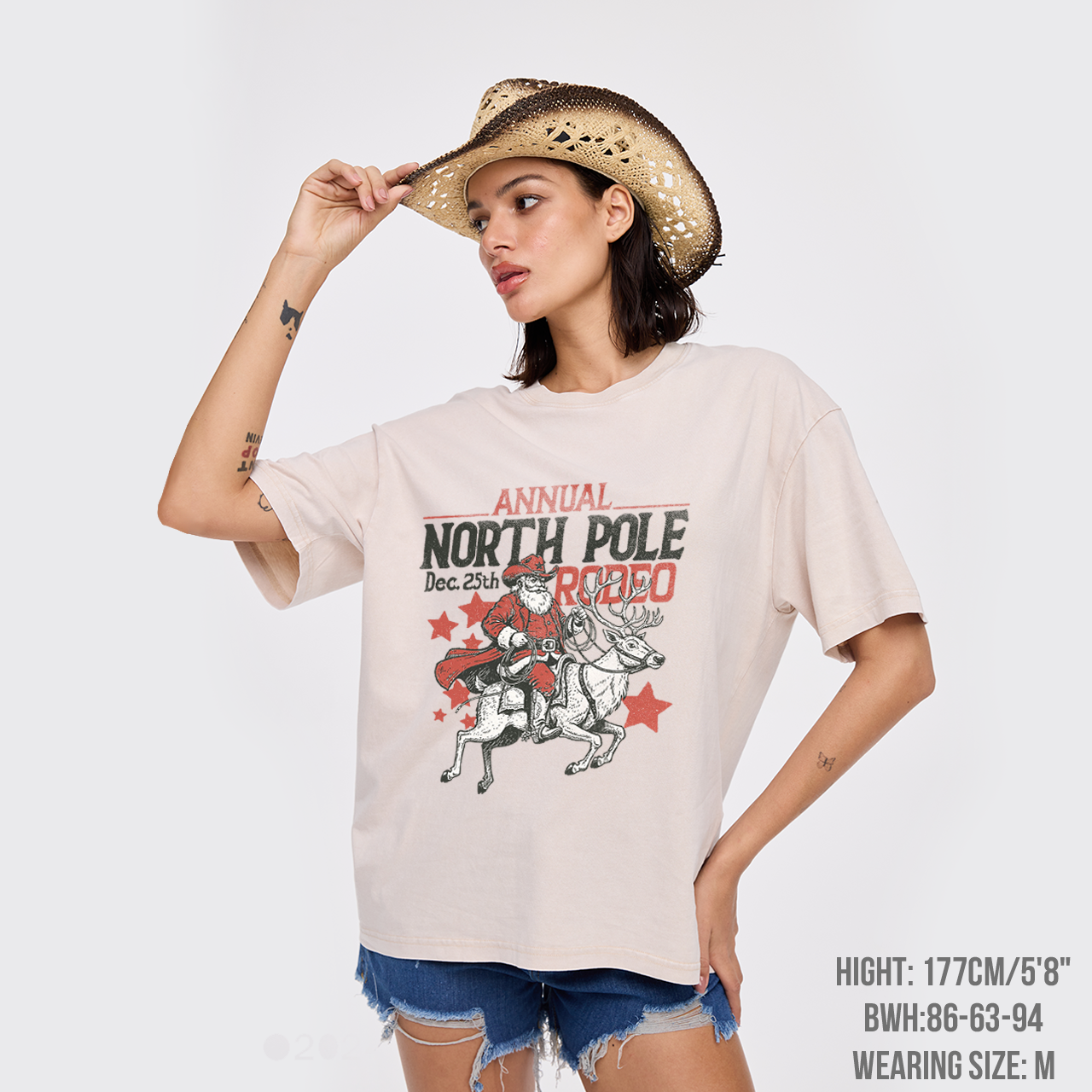 Western Christmas Cowboy Santa Garment-dye Tees