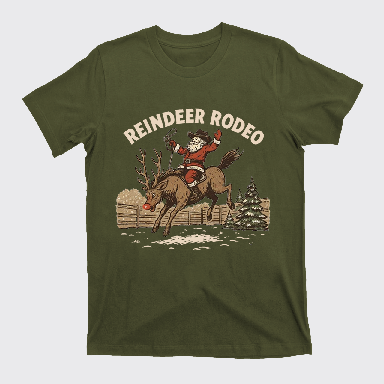 Reindeer Rodeo Santa Cowboy Christmas T-Shirts