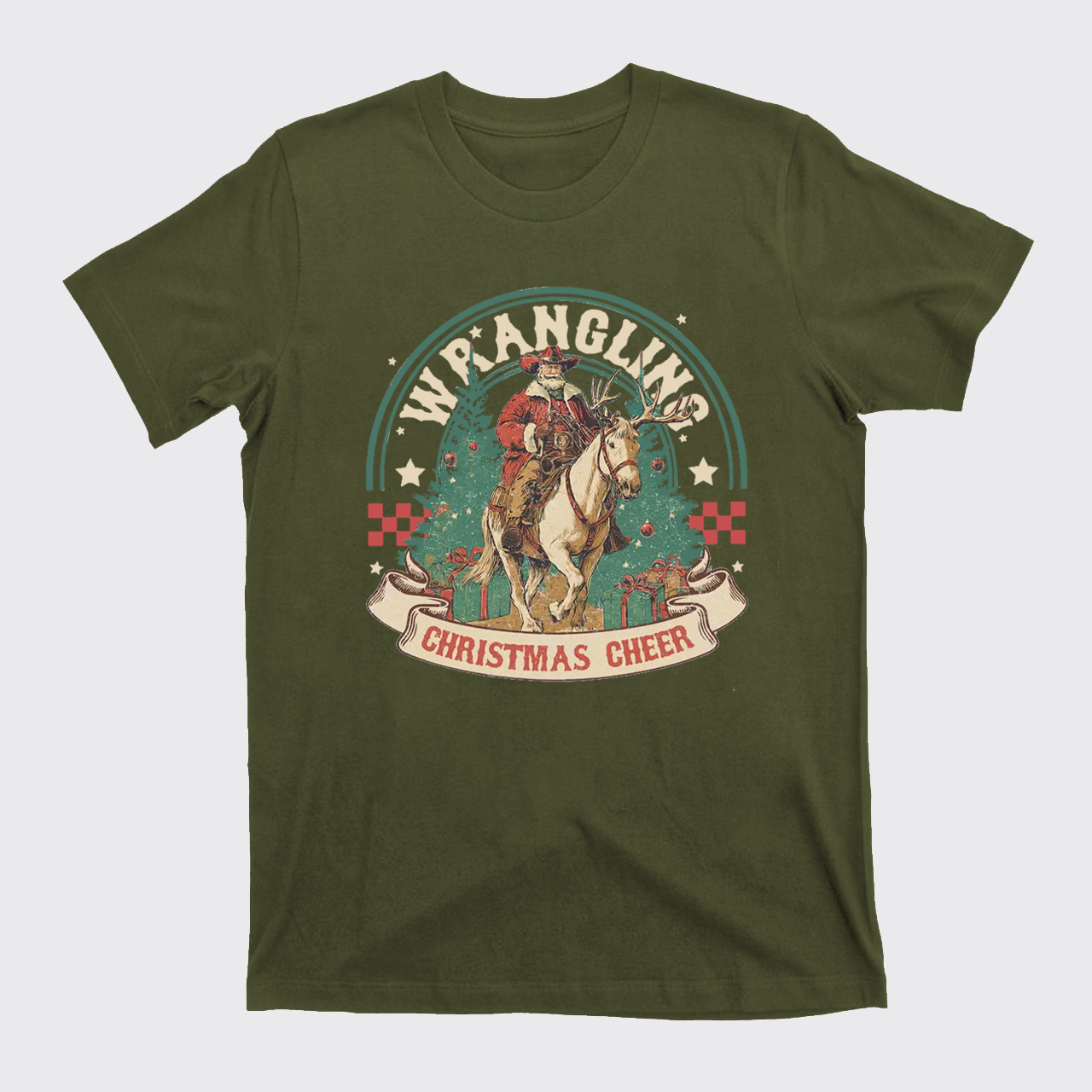 Wrangling Christmas Cheer Cowboy Santa T-Shirts