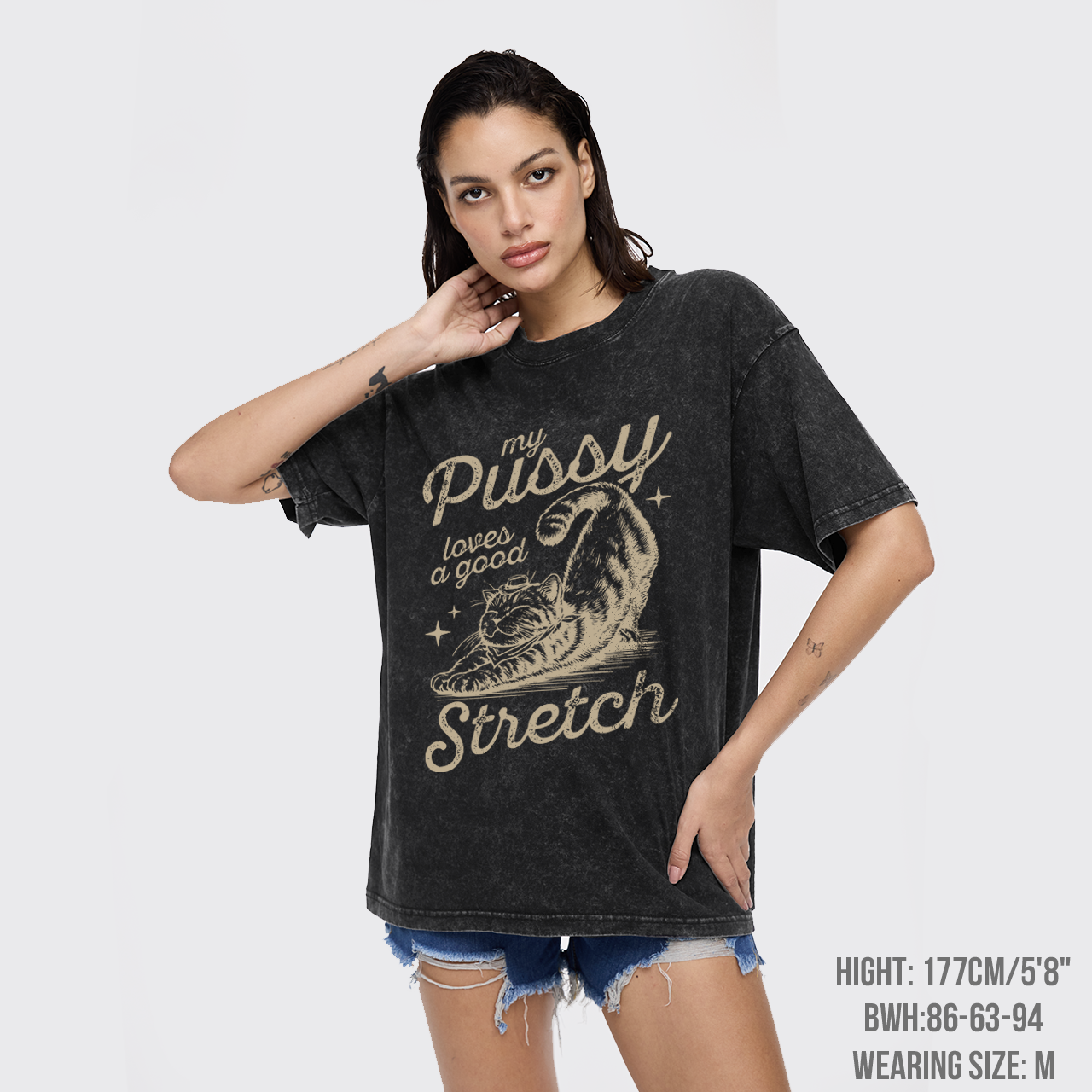 Loves a Good Stretch Cat Garment-dye Tees