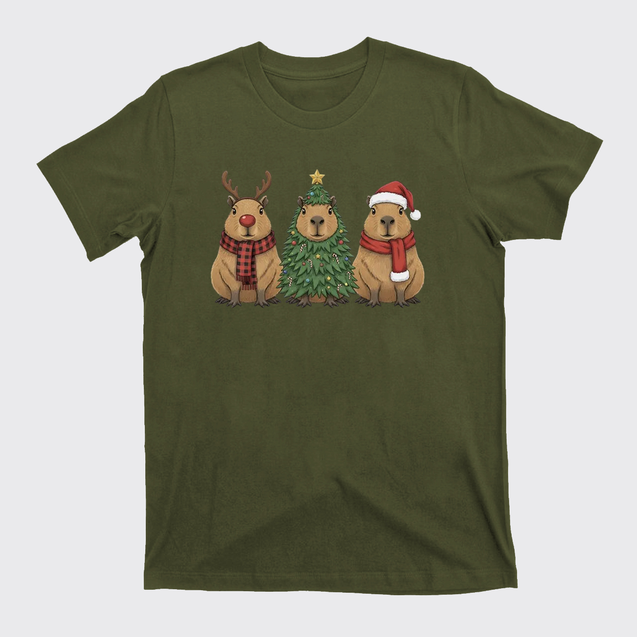 Santa Capybara Christmas T-Shirts