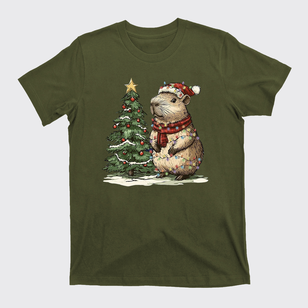 Capybara Christmas Tree T-Shirts