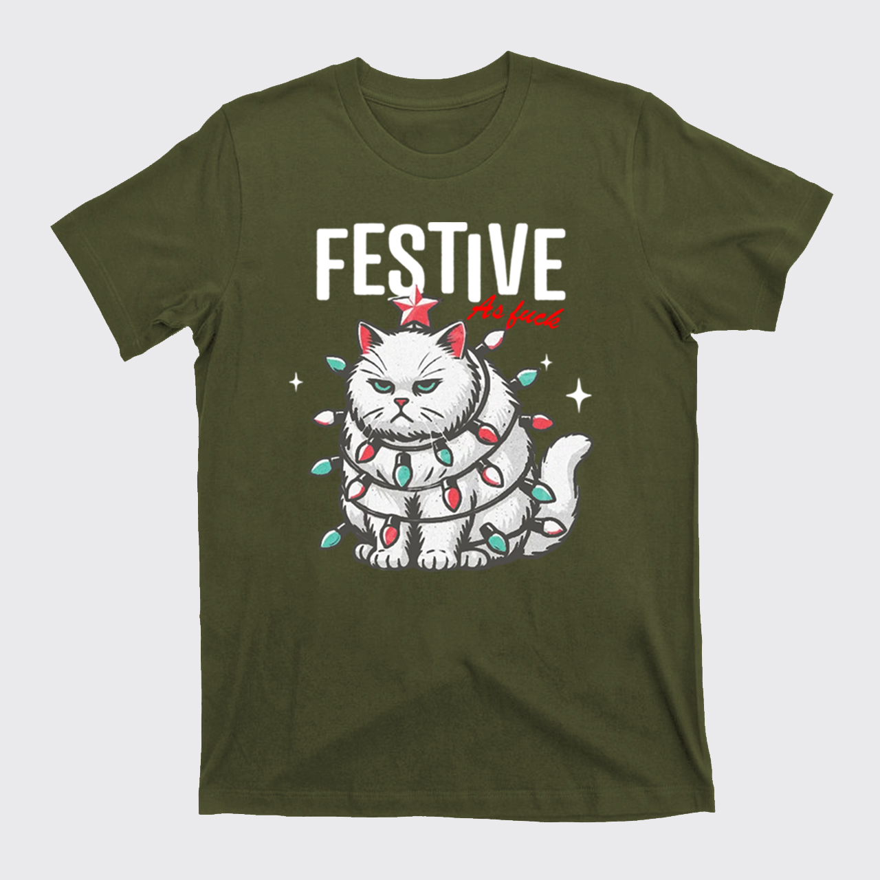 Funny Christmas Cat Sarcastic Holiday T-Shirts