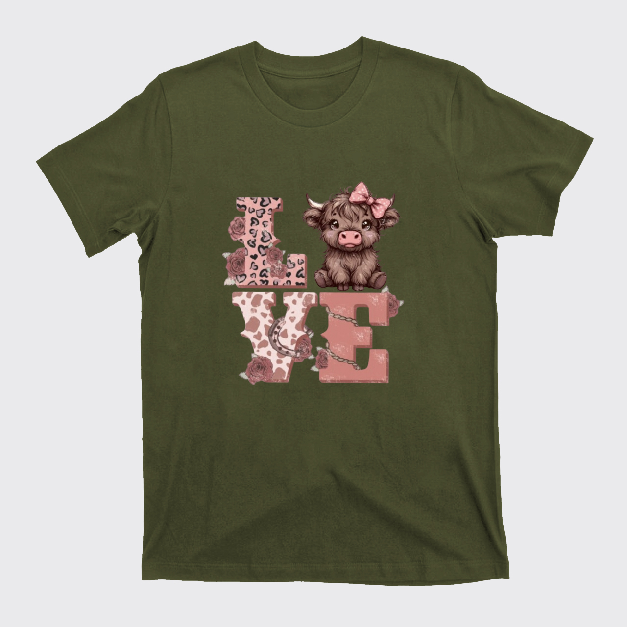 Valentines Highland Cow Love T-Shirts