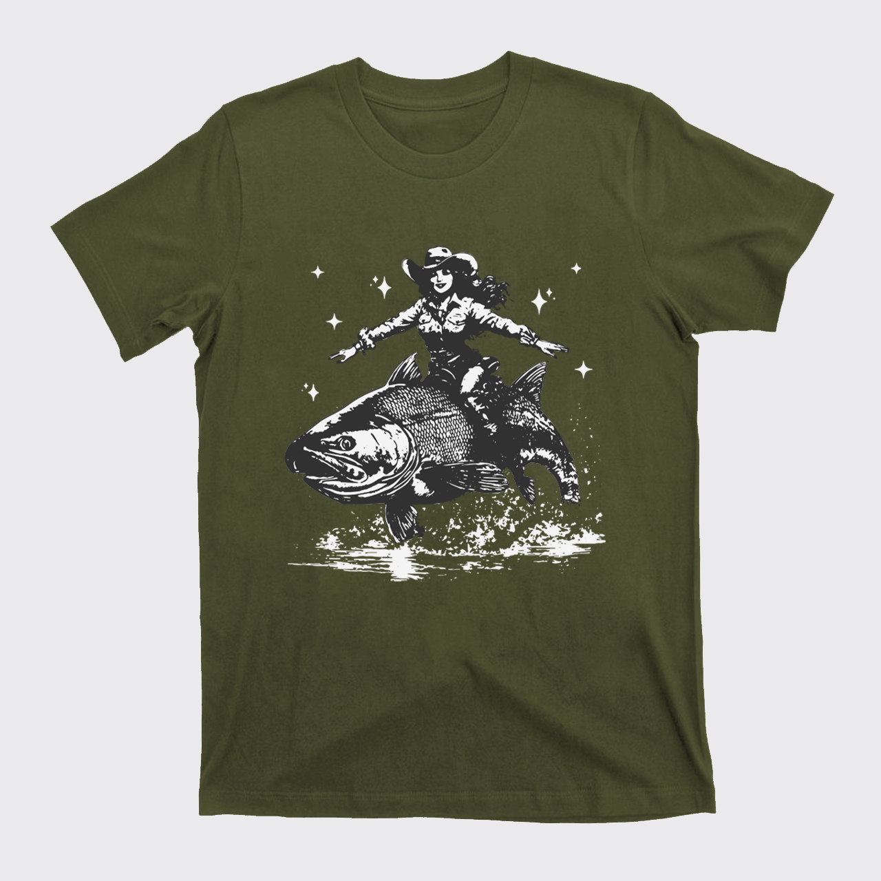 Cowgirl Riding A Fish T-Shirts