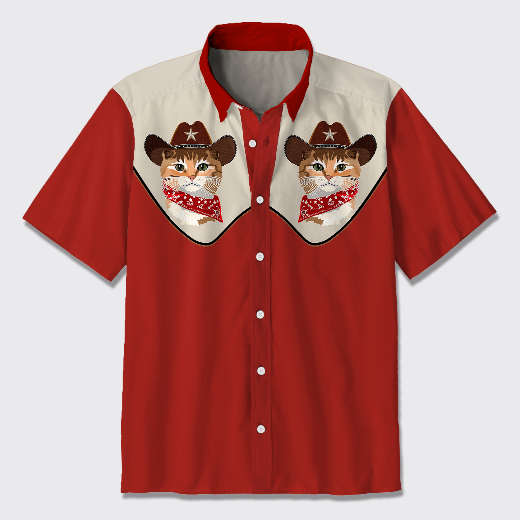 Retro Western Cowcat Button Up Shirts