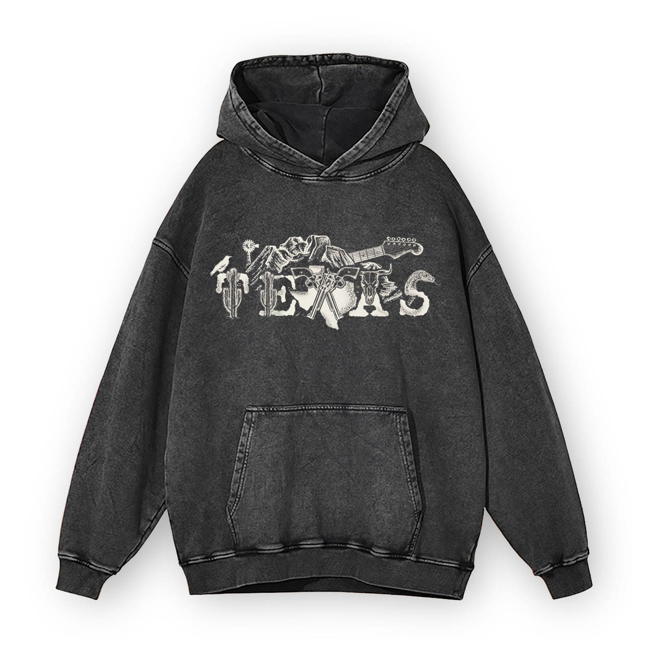 Texas City Desert Dream Skull Southern Garment-Dye Hoodies
