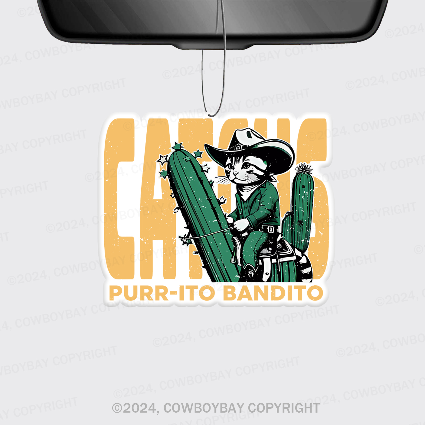 Cowboy Cat With Funny Cactus Car Air Freshener