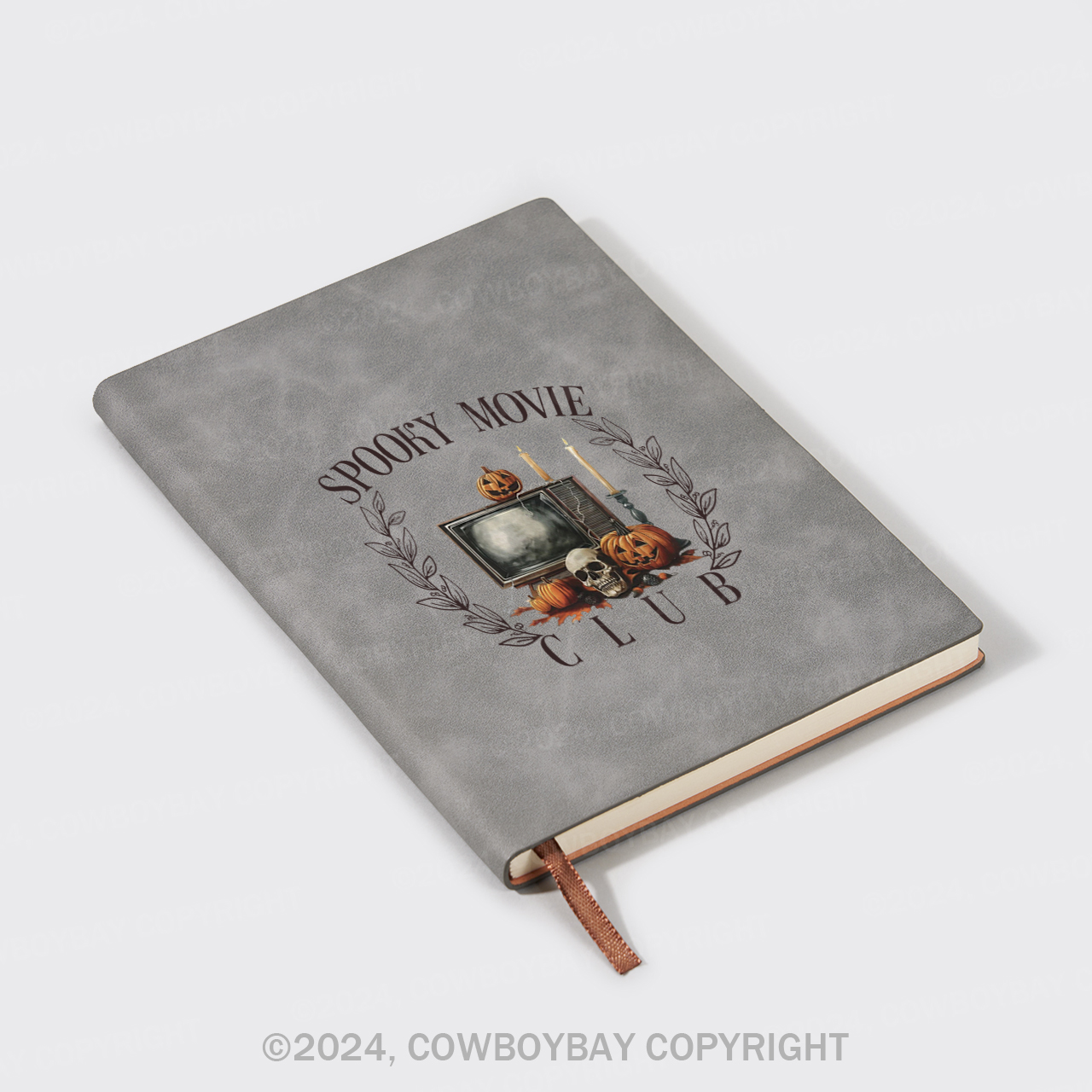 A5 Vintage Sheepbark Notebook-Spooky Movie Club