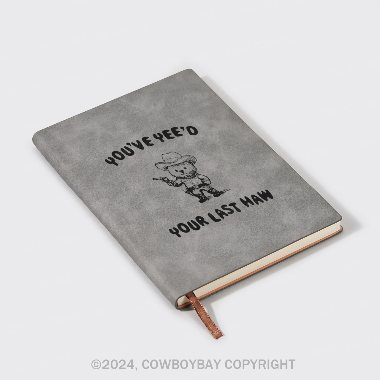 A5 Vintage Sheepbark Notebook-Cowboy Bear As A Cop
