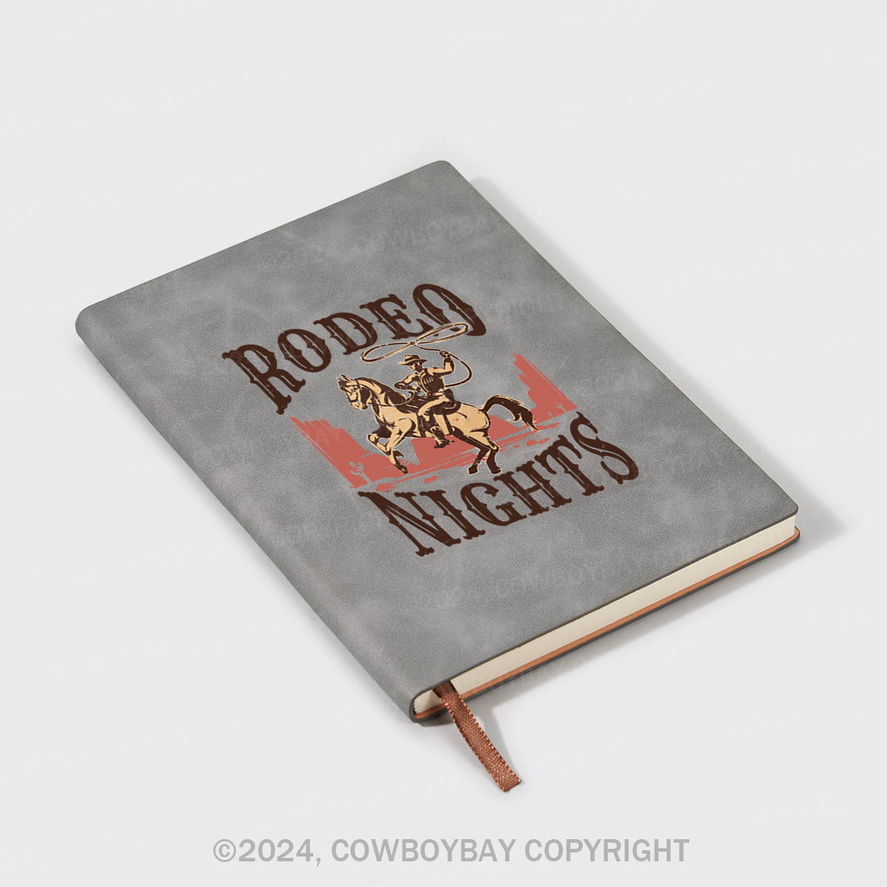 A5 Vintage Sheepbark Notebook-Rodeo Nights Cowboy