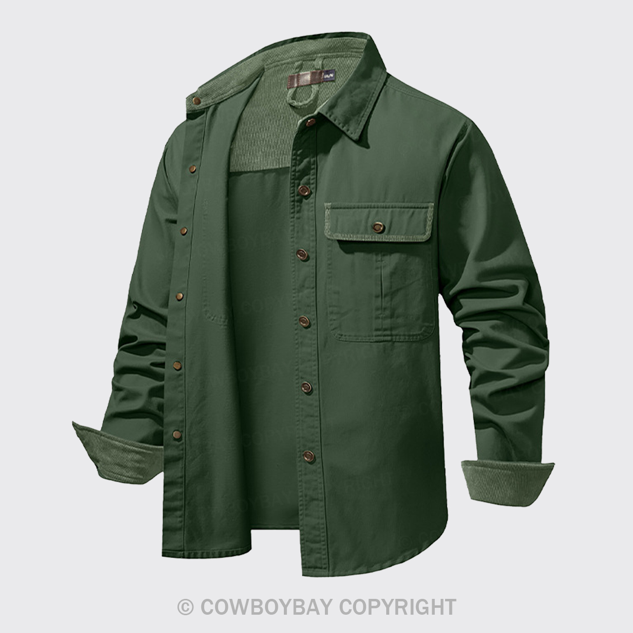 Green Corduroy Washed Cotton Shirt
