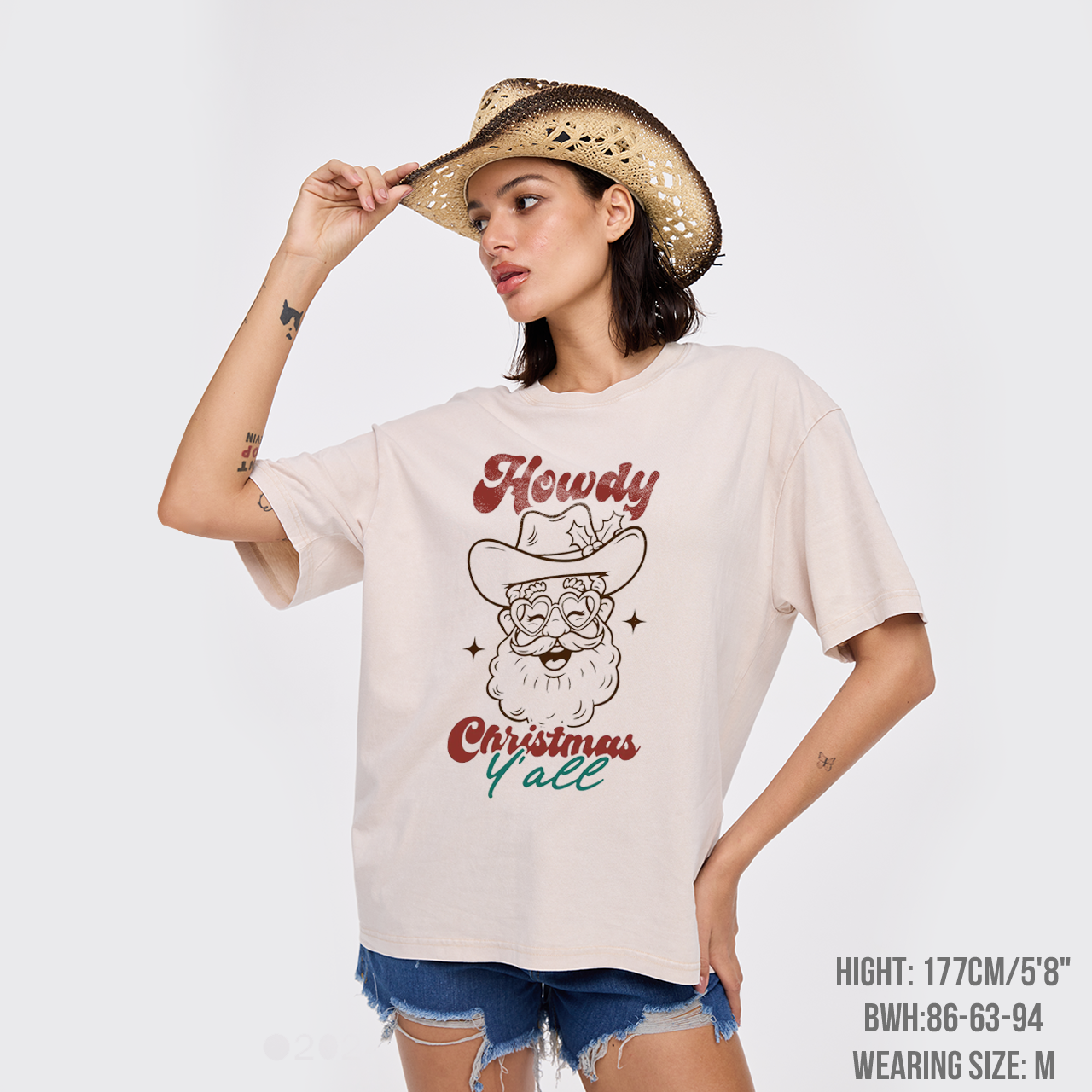 Howdy Christmas Cowboy Santa Garment-dye Tees