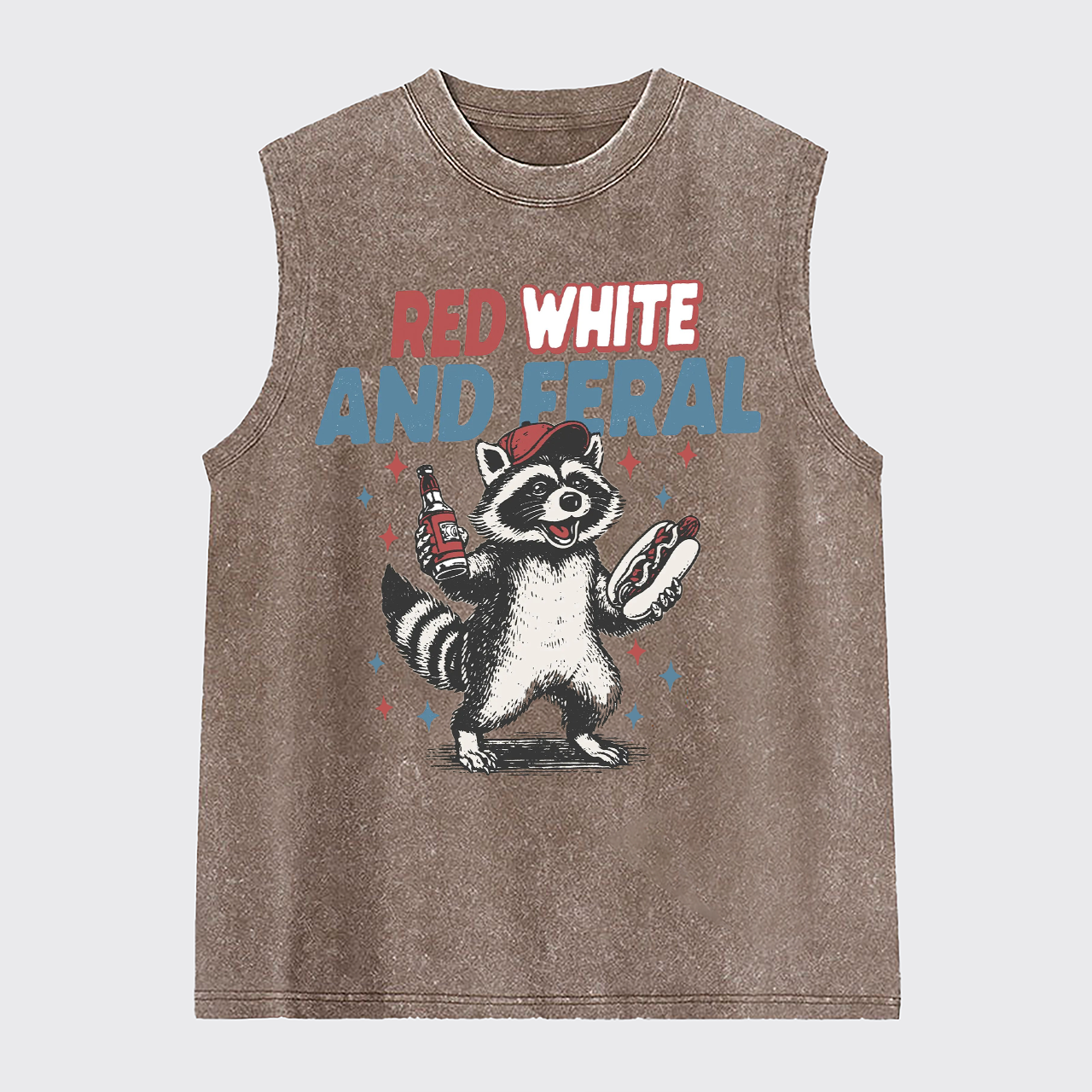 Funny Raccoon-Humorous 4th Of July Washed Tanks