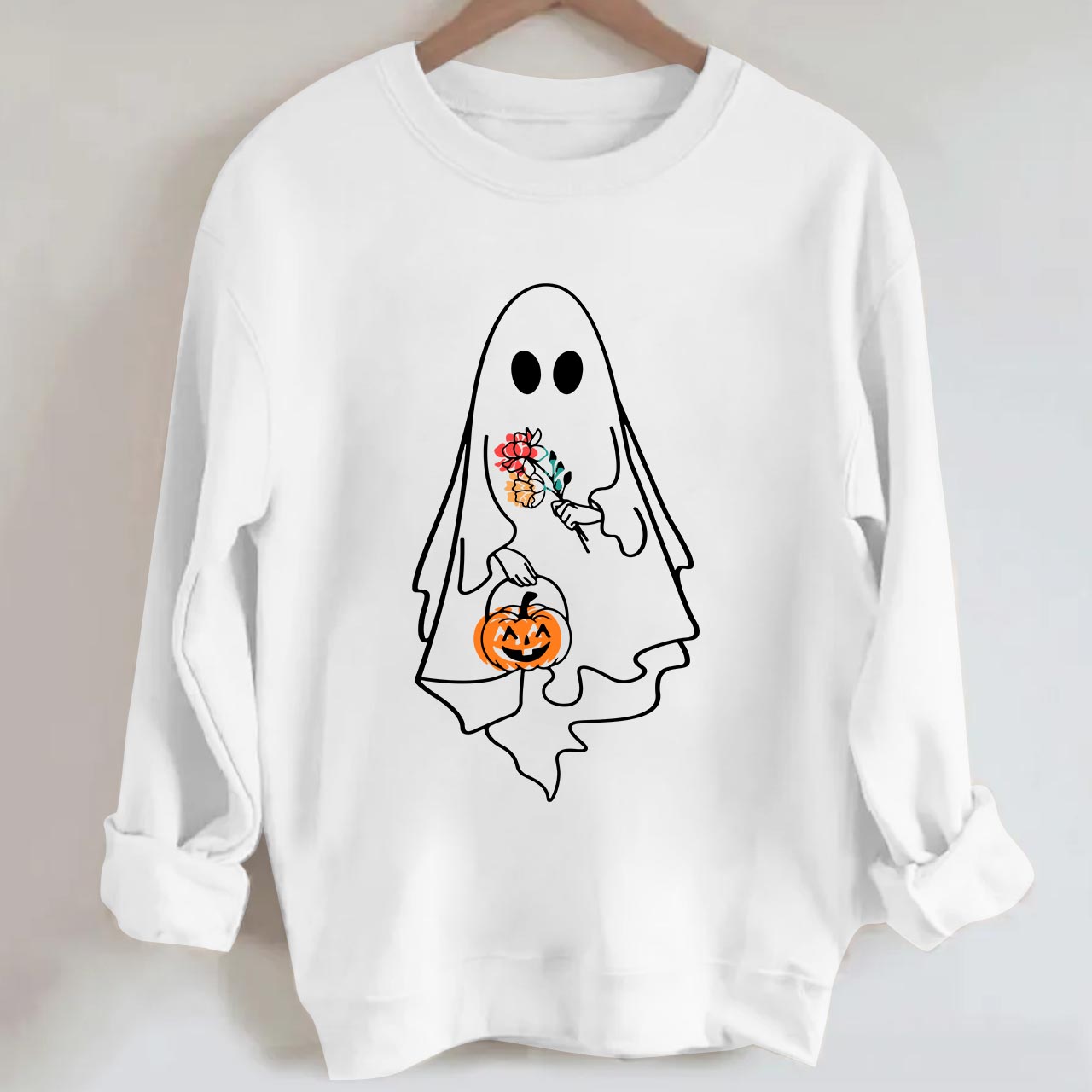 Ghost Carrying A Pumpkin Halloween Sweatshirt