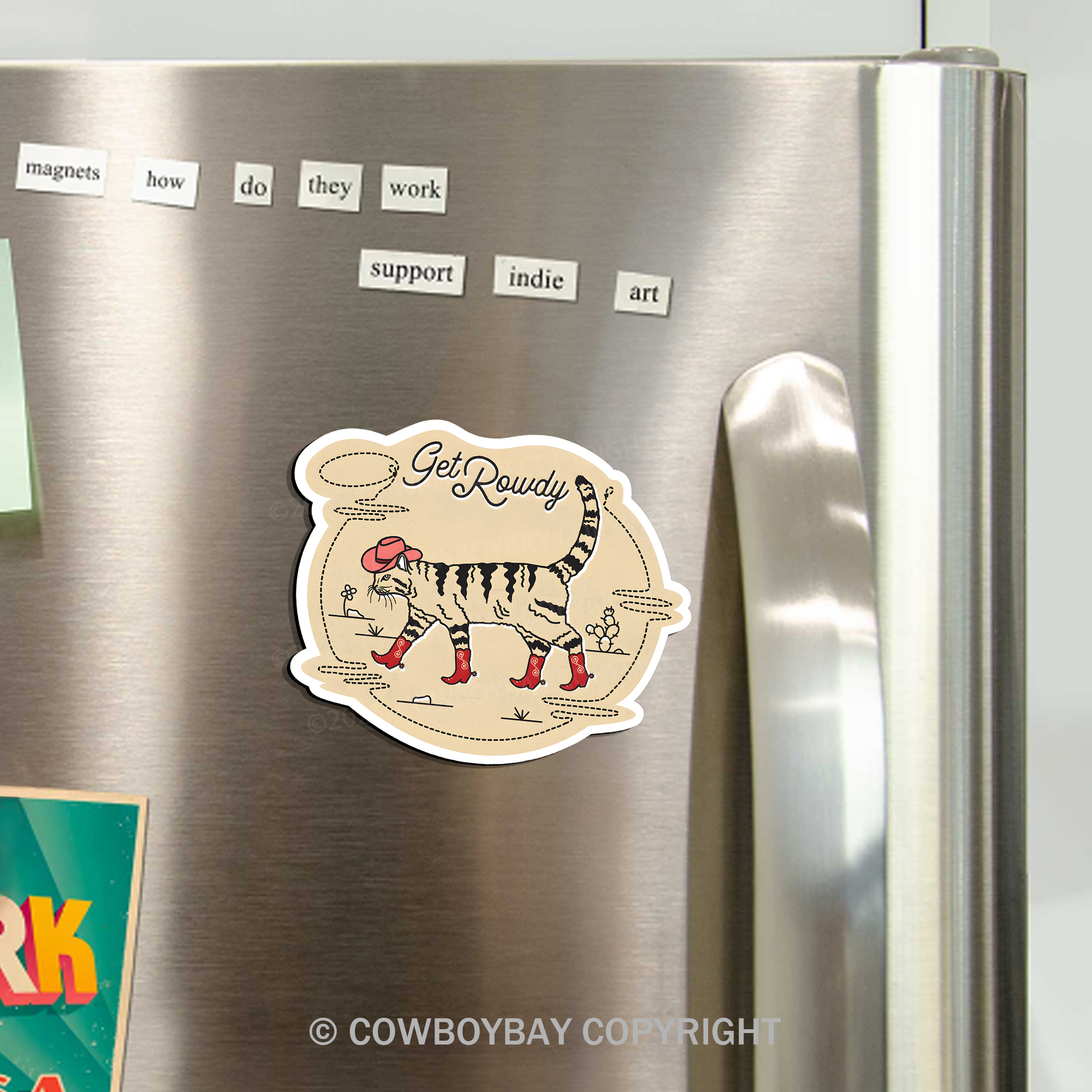 Get Rowdy Cowboy Cat Fridge Magnet