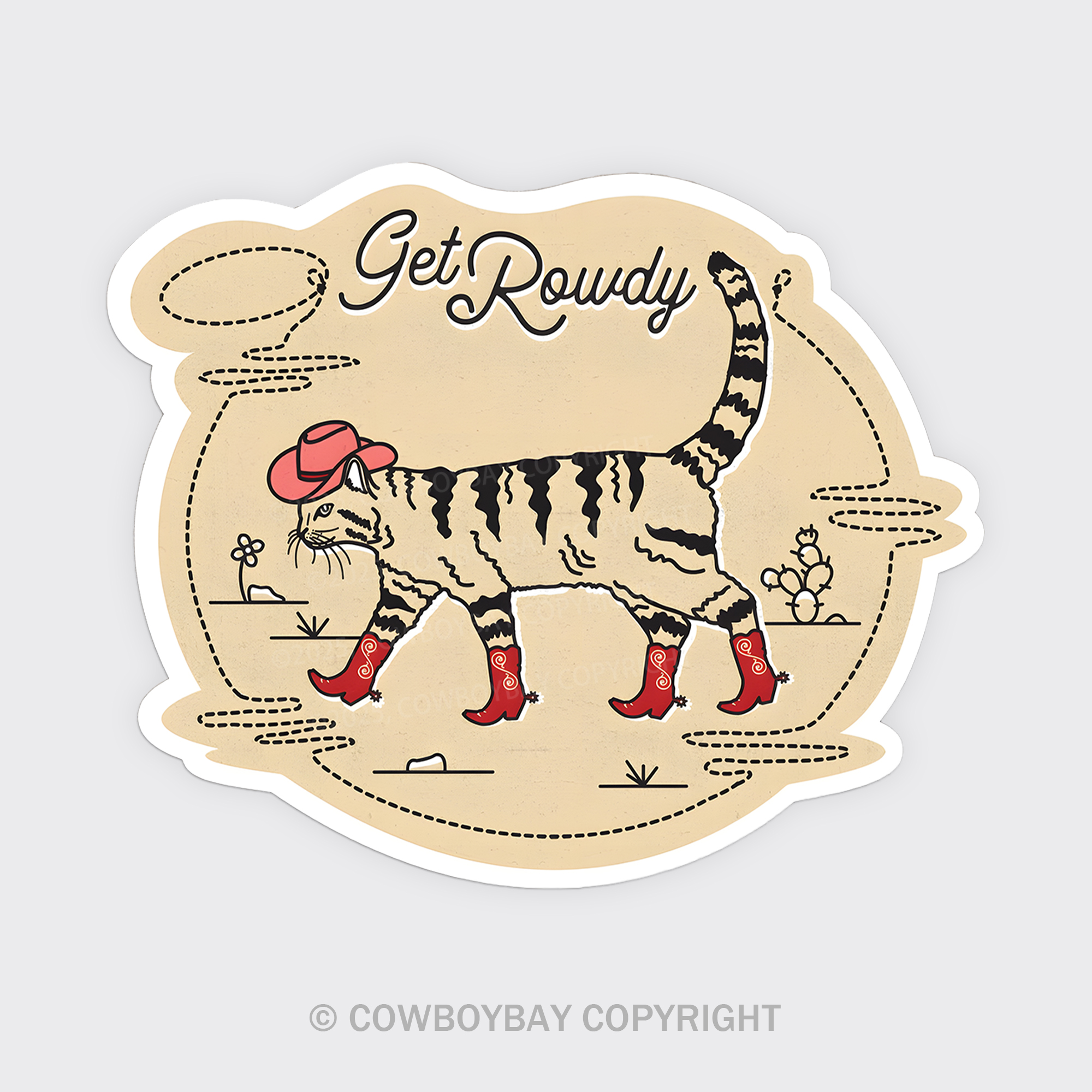 Get Rowdy Cowboy Cat Fridge Magnet