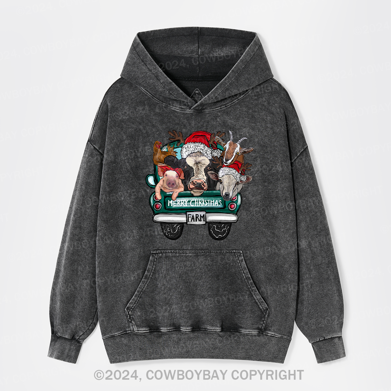 Attend A Christmas Party With Three Farm Pets Garment-Dye Hoodies