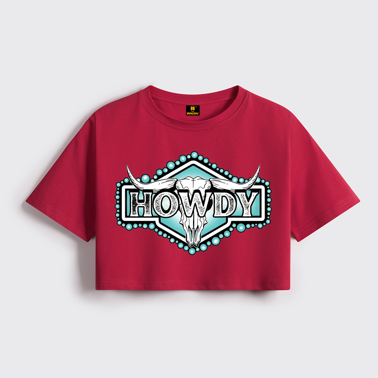 Howdy Western Skull Cropped Boxy Tee