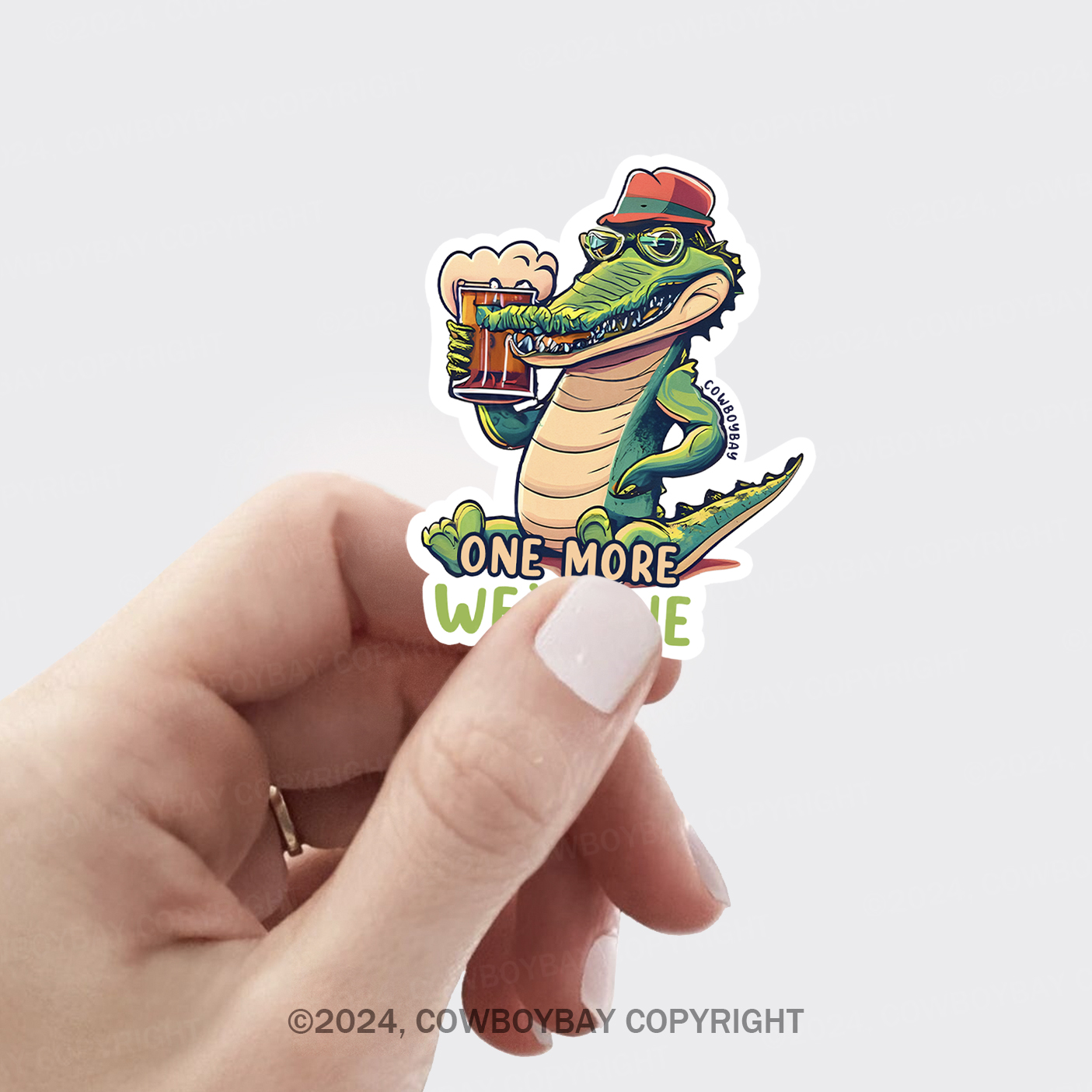 A Crocodile Drinking Beer Sticker