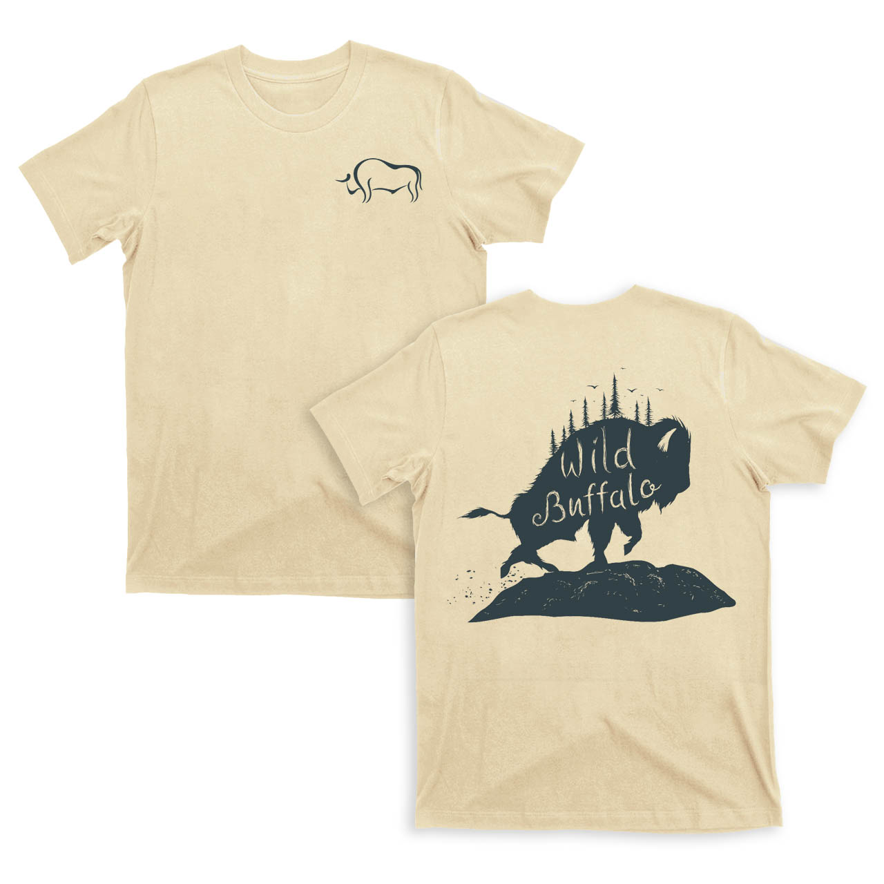 Wild Buffalo Double Sided Print T-Shirts