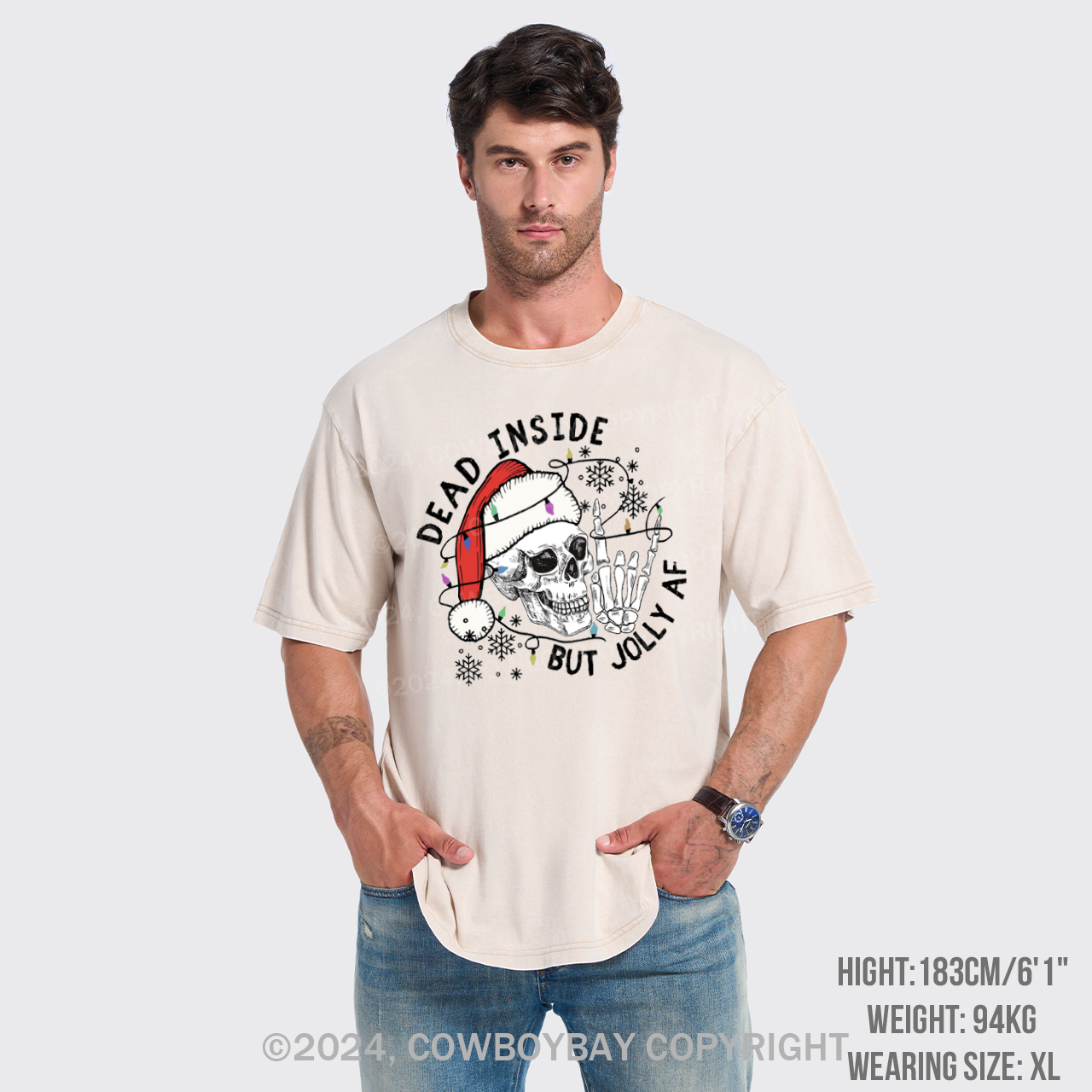 Dead Inside But Jolly AF Garment-dye Tees