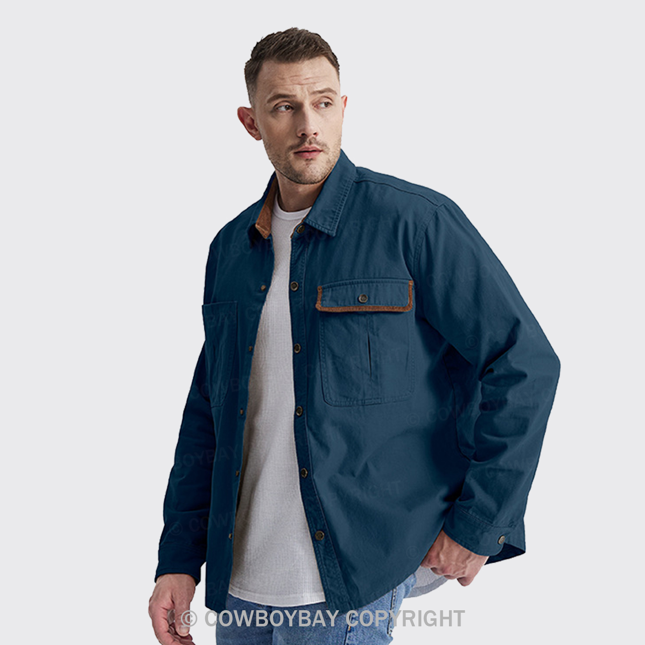 Blue Corduroy Washed Cotton Shirt