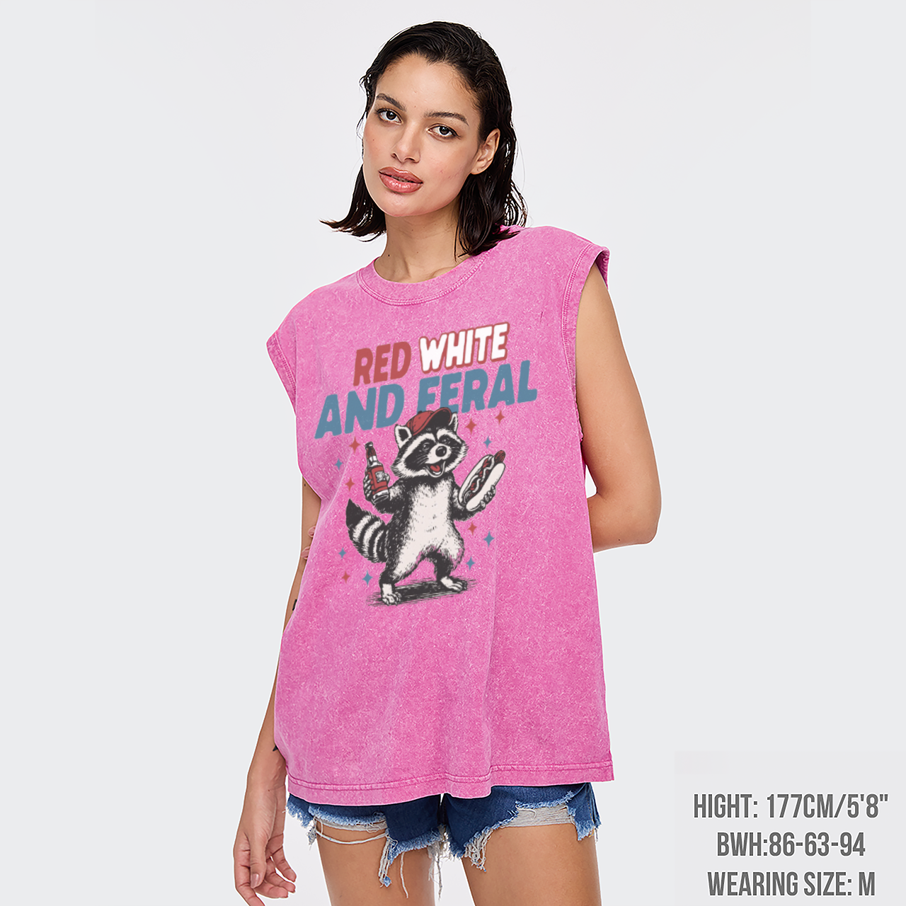 Funny Raccoon-Humorous 4th Of July Washed Tanks