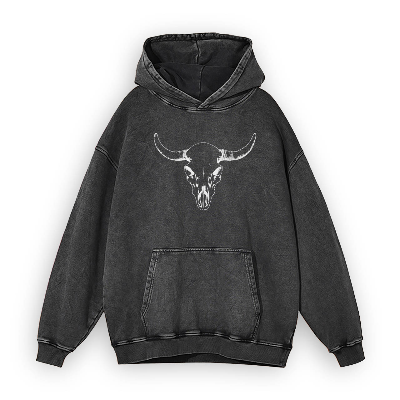 Bull Horn Skull Premium Garment-Dye Hoodies