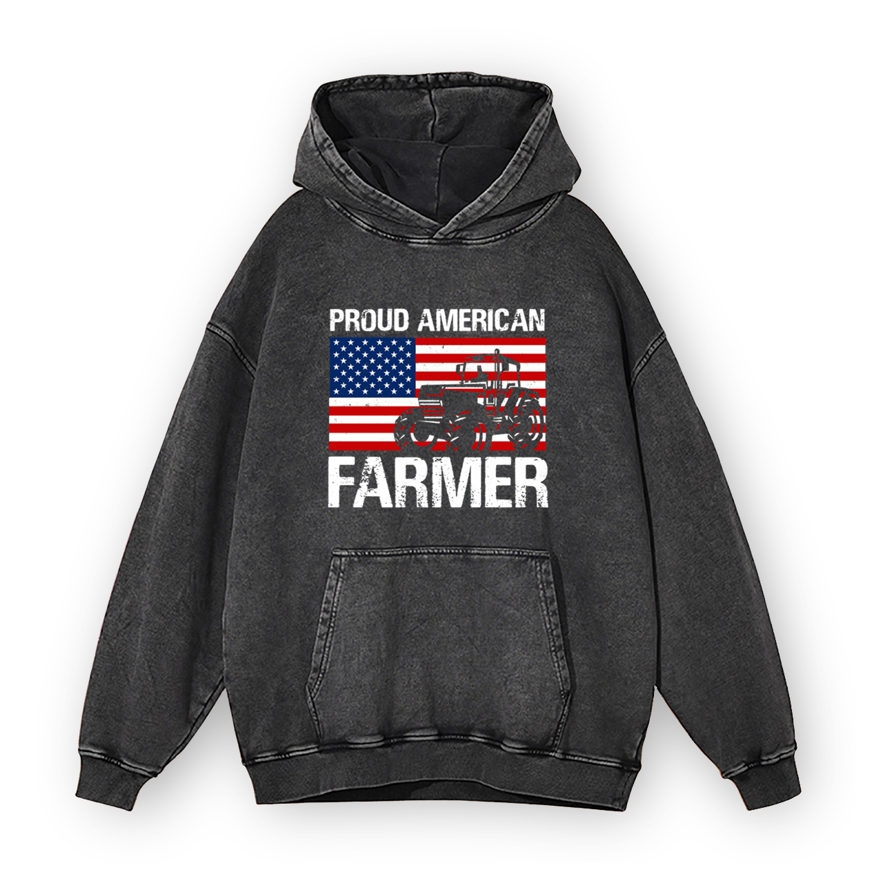 Proud American Farmer Tractor Garment-Dye Hoodies