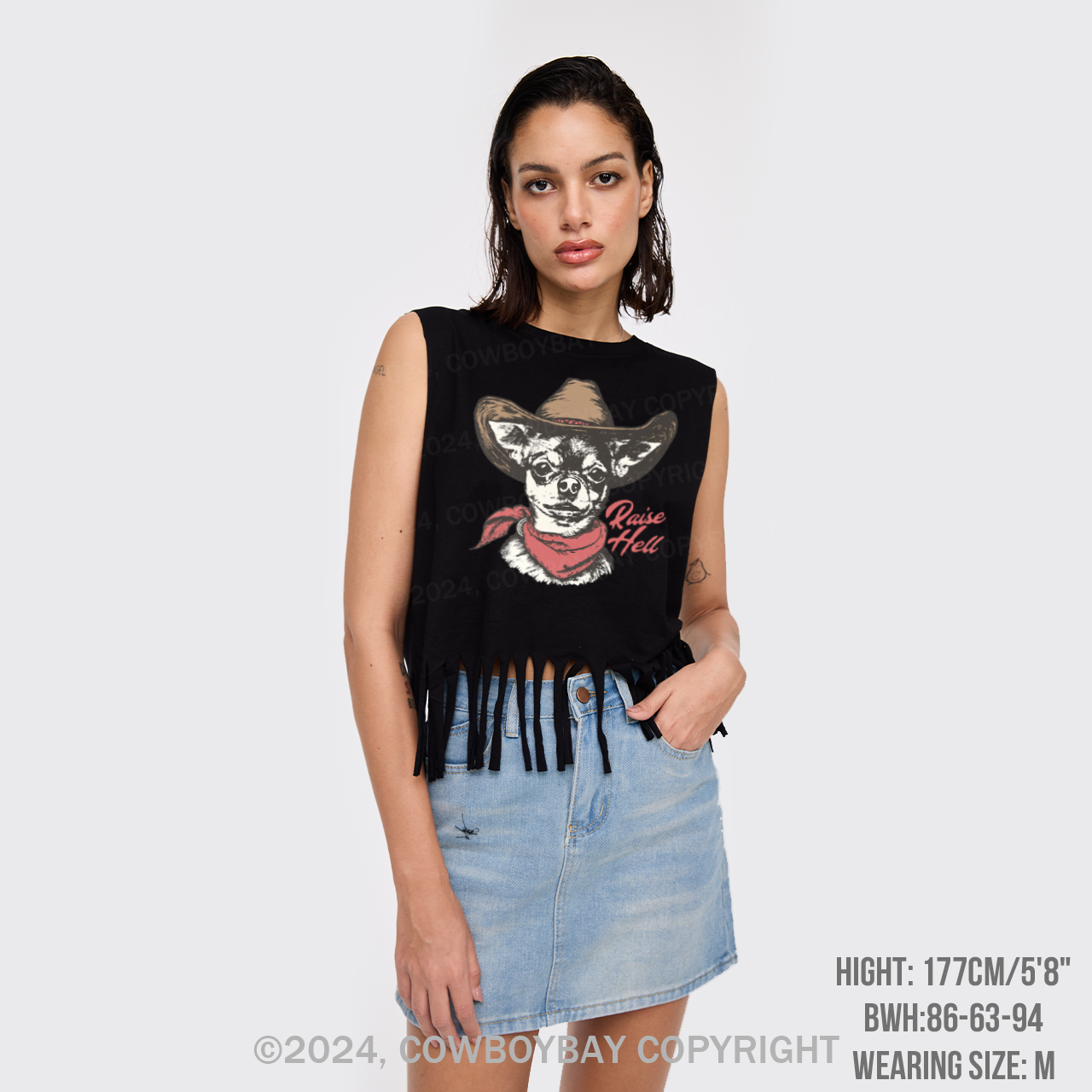 Cowboy Chihuahua,Raise Hell Fringe Tank