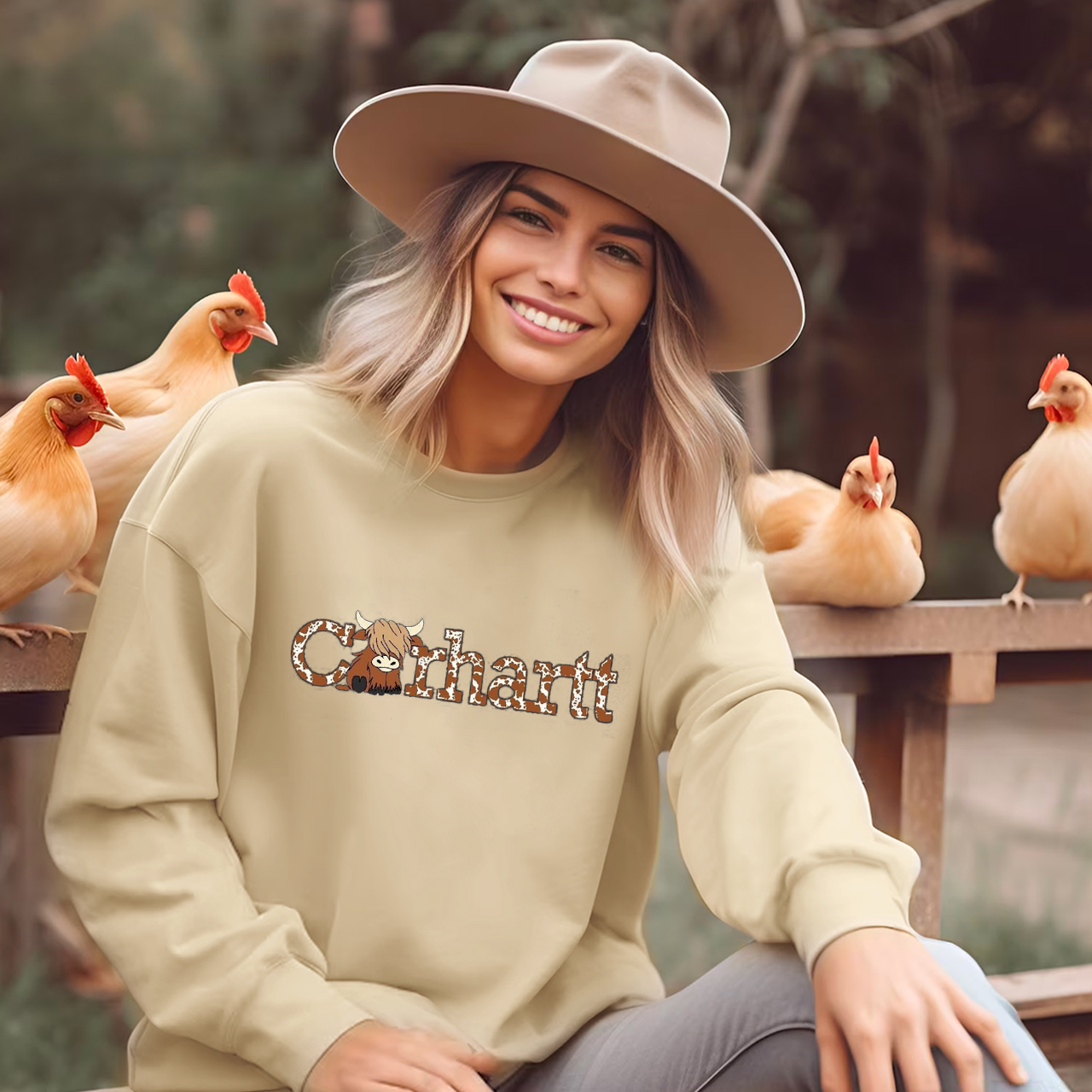 Highland Cow Western Sweatshirt