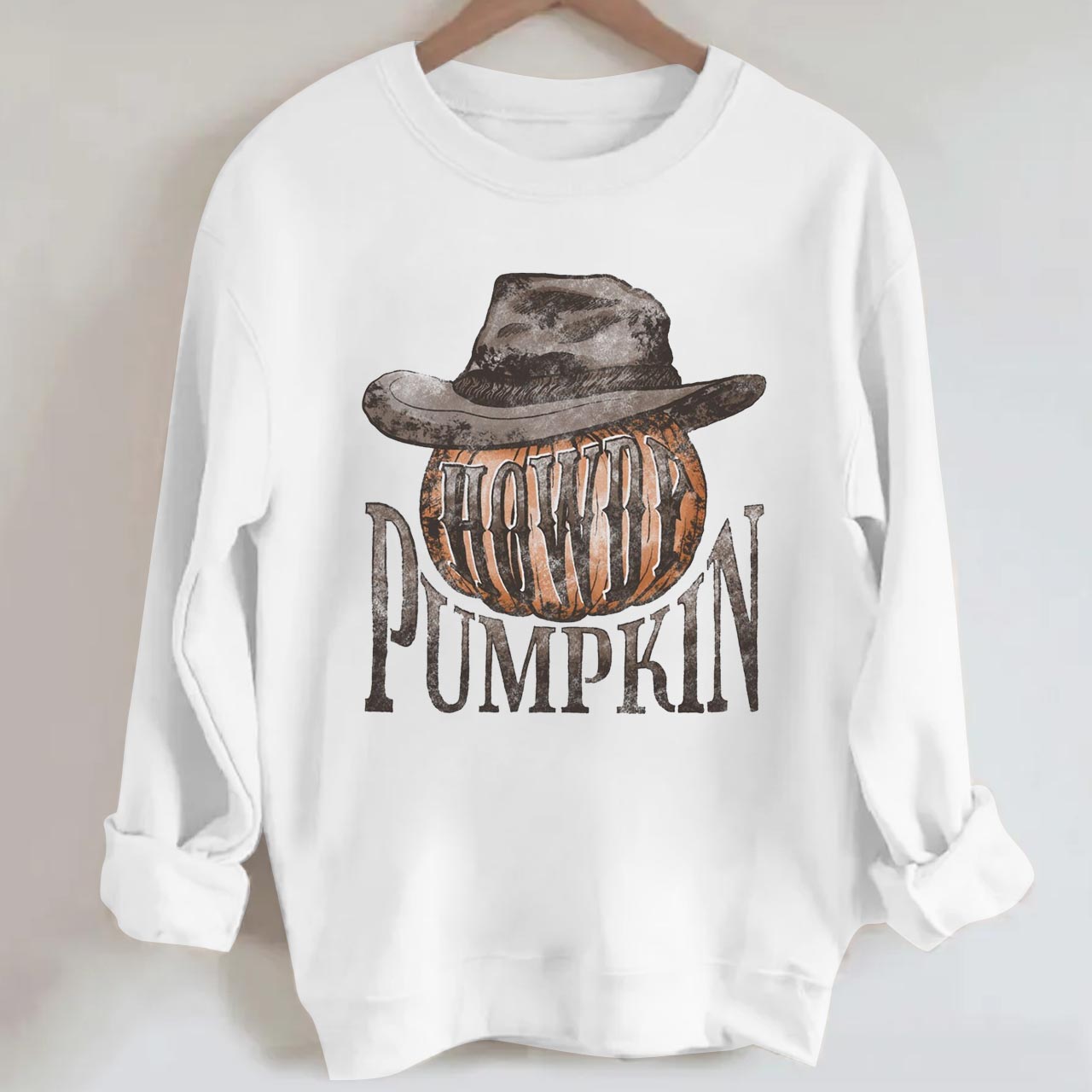 Halloween Howdy Pumpkin Western Fall Cowboy Sweatshirt