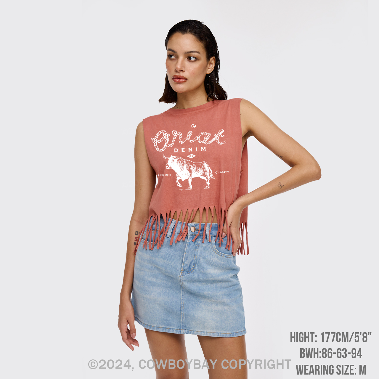 Ariat Denim Bull Fringe Tank