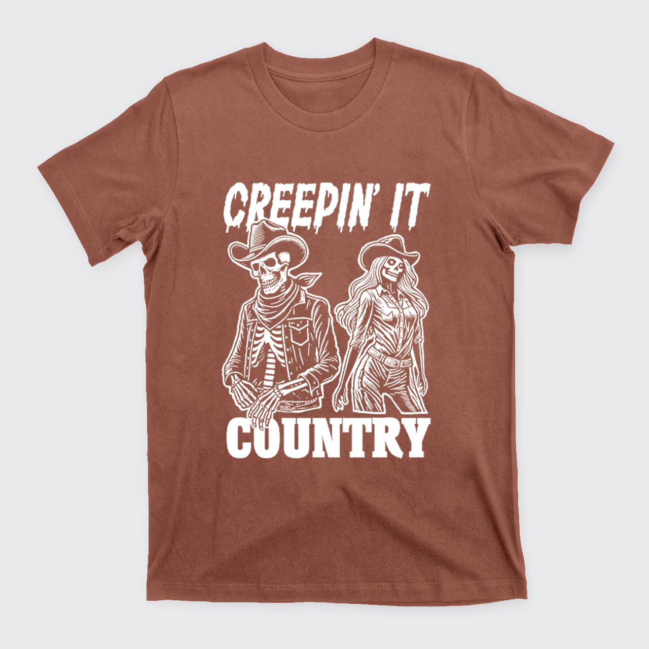 Creepin' It Cowboy Skeleton Cowgirl Ghost T-Shirts