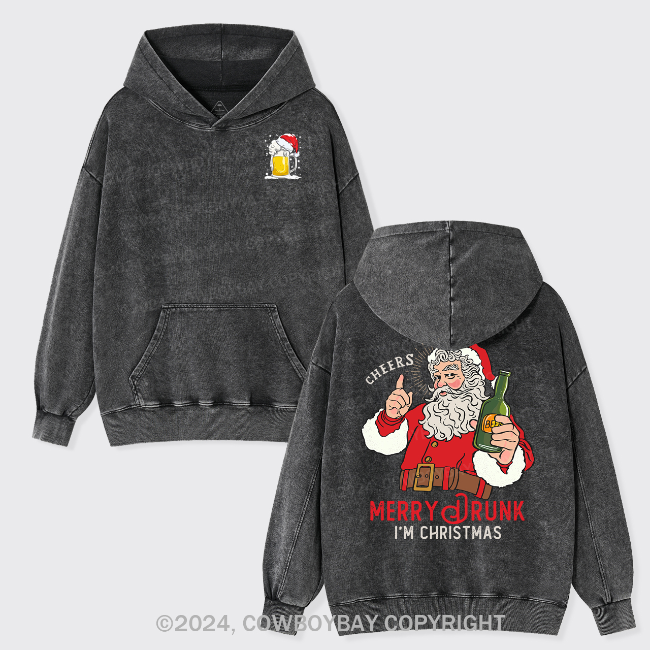 Merry Drunk,I'm Christmas-Santa Garment-Dye Hoodies