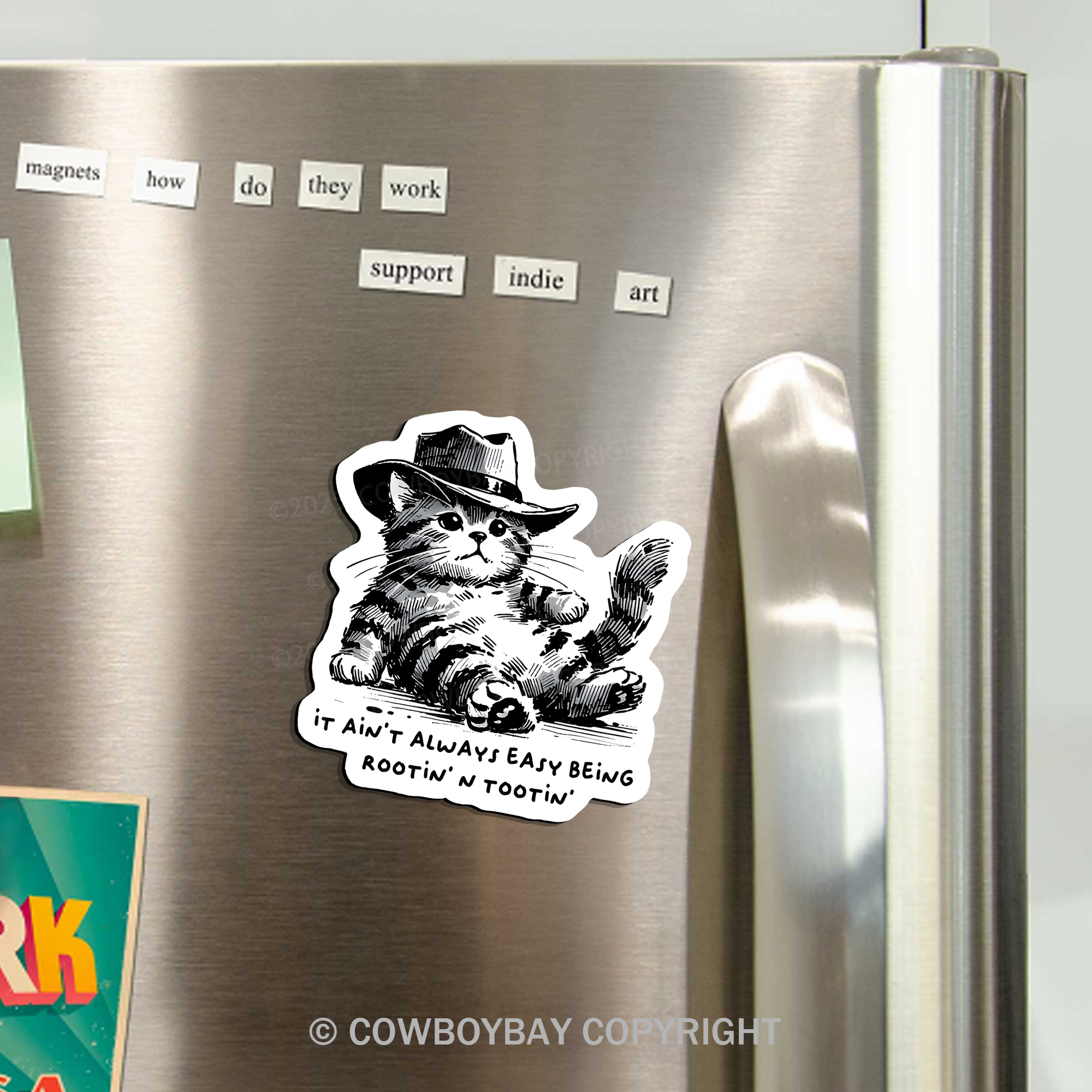 Rootin' Tootin' Cowboy Cat Fridge Magnet
