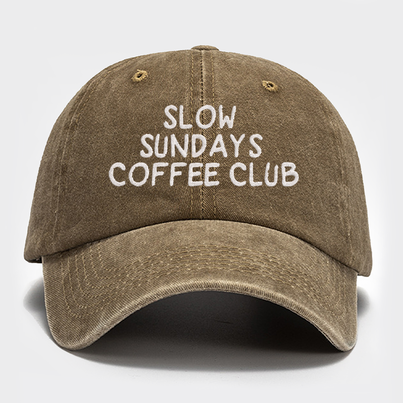 Slow Sundays Coffee Club Embroidered Baseball Cap
