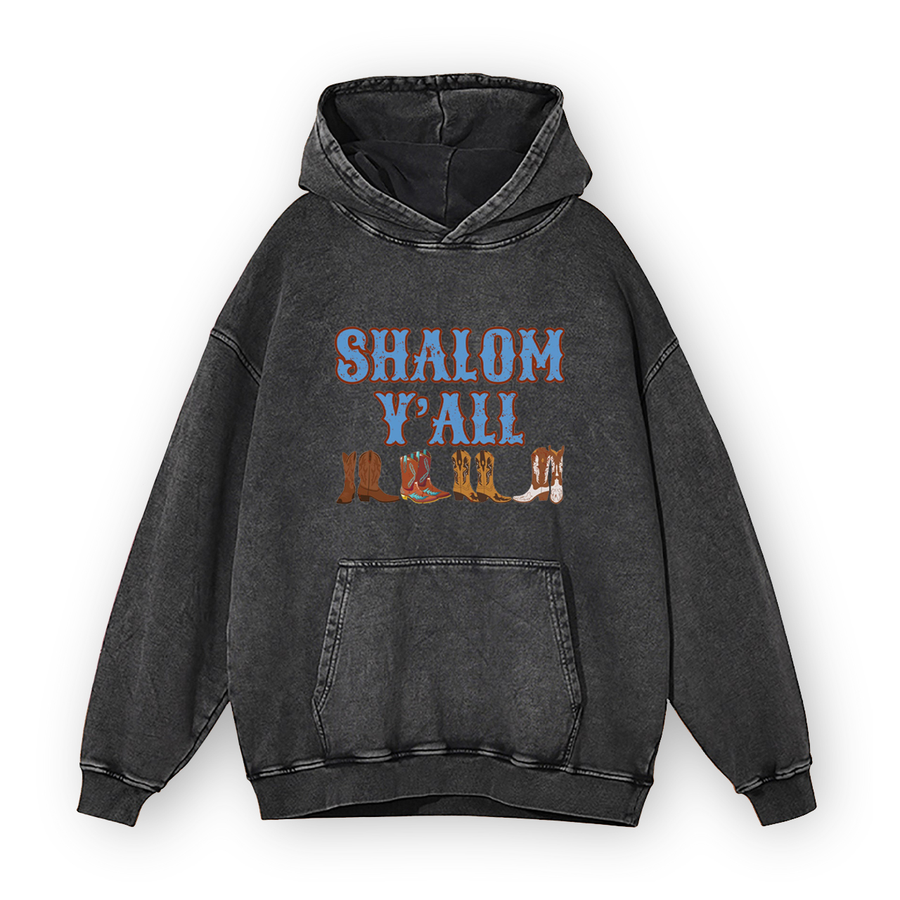 Shalom Y'all Western Flair Garment-Dye Hoodies