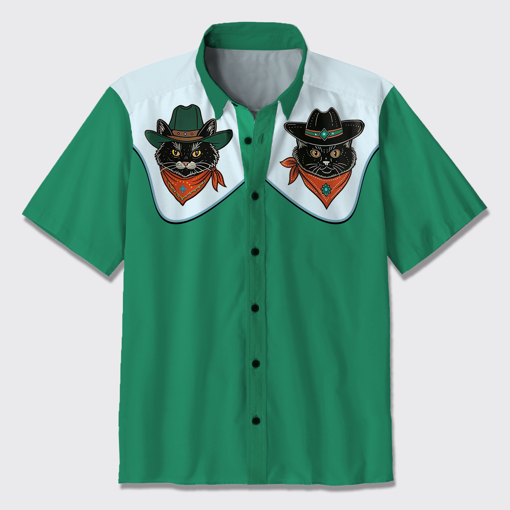Western Cowboy Cat Button Up Shirts