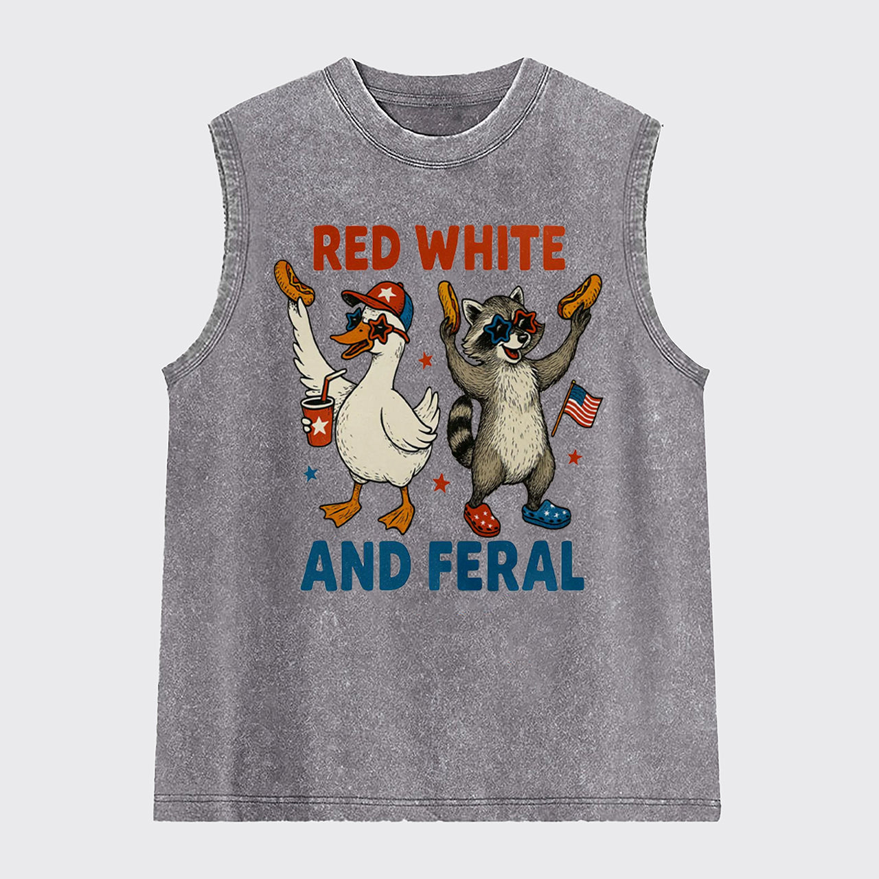 Funny USA-Land Of The Free Washed Tanks