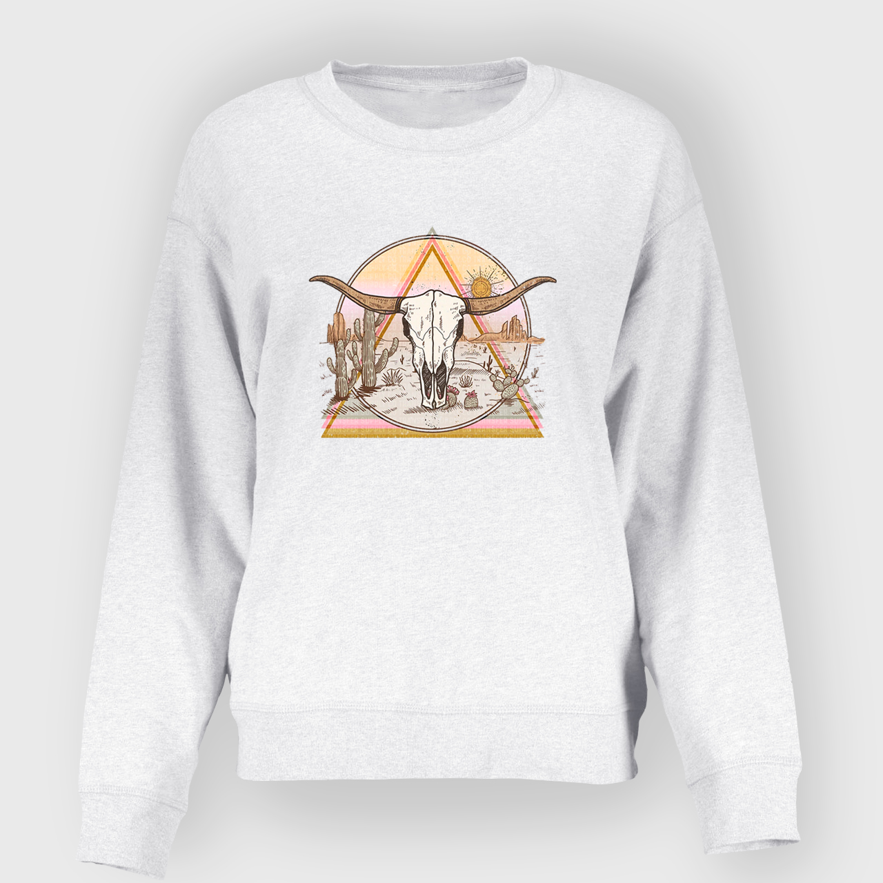 Mysterious Triangular Cow Skull Desert Sweatshirt