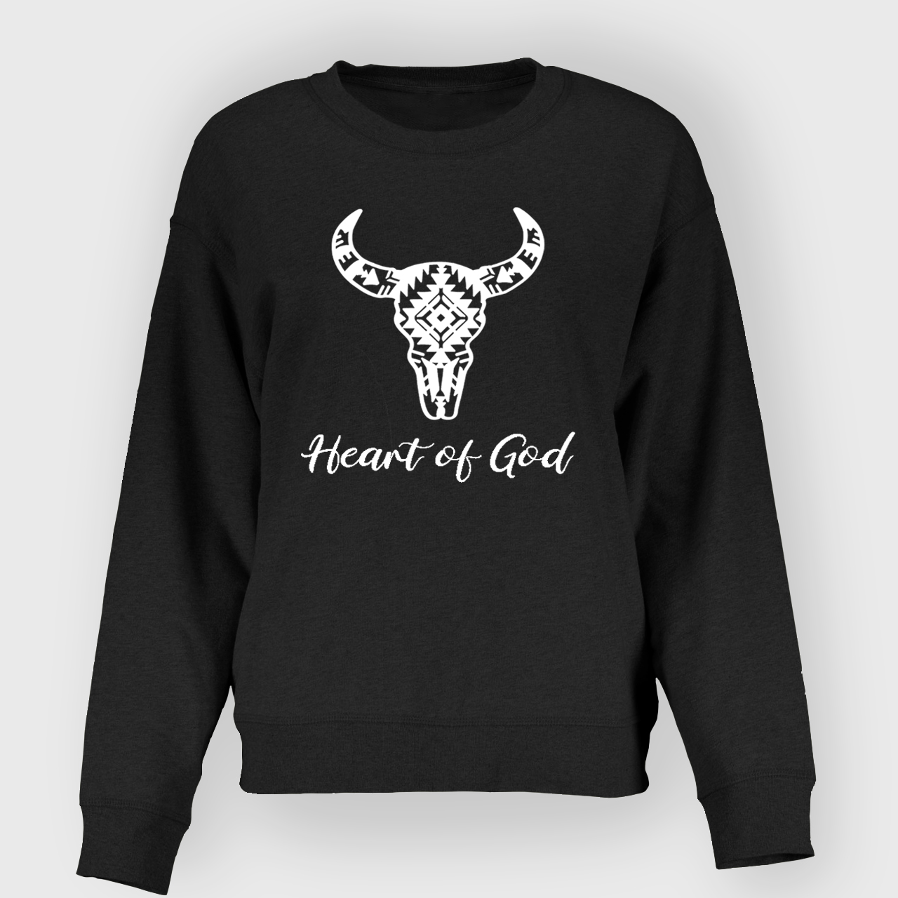 Aztec Cow Bull Skull Heart of God Sweatshirt