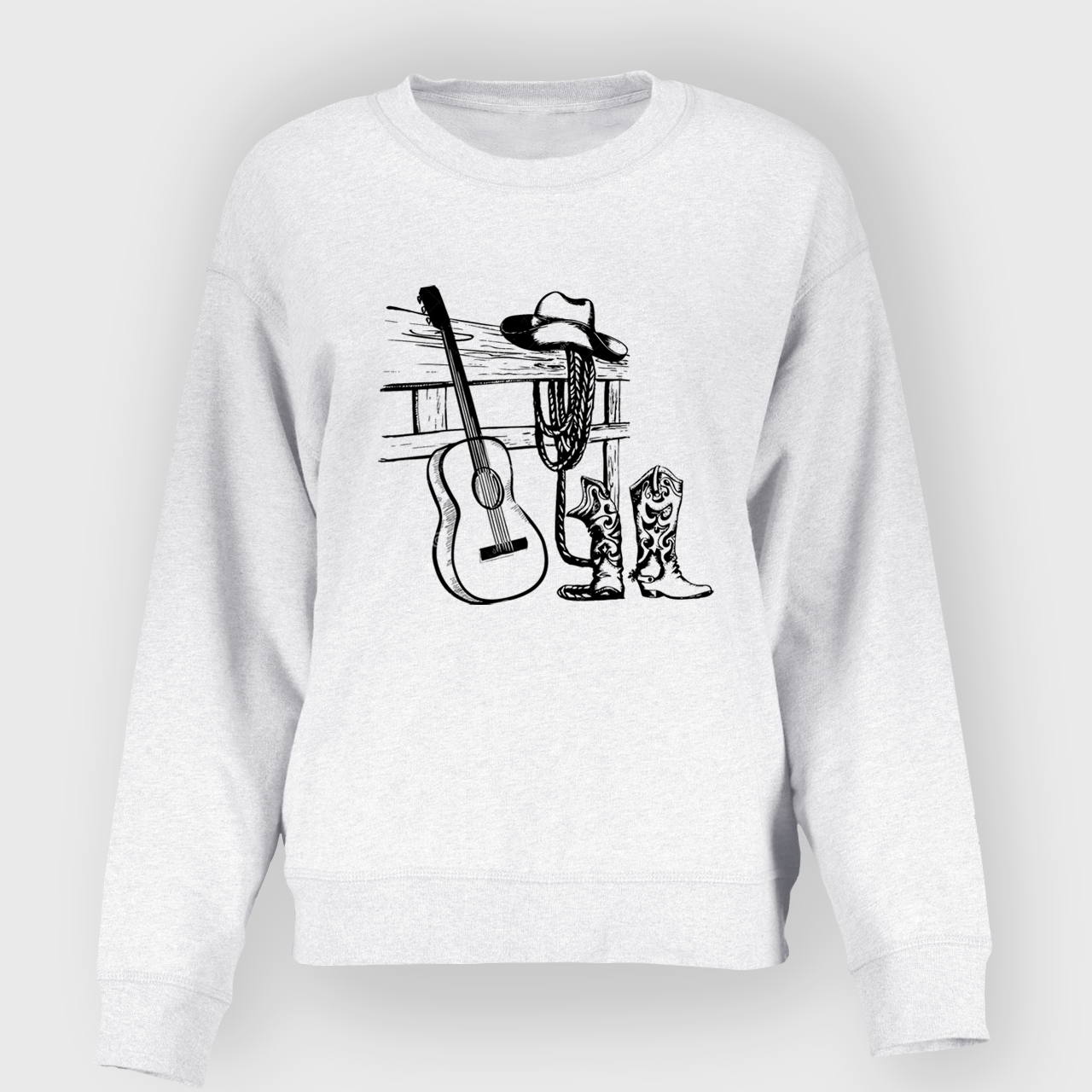 Vintage Cowboy And Music Guitar Sweatshirt