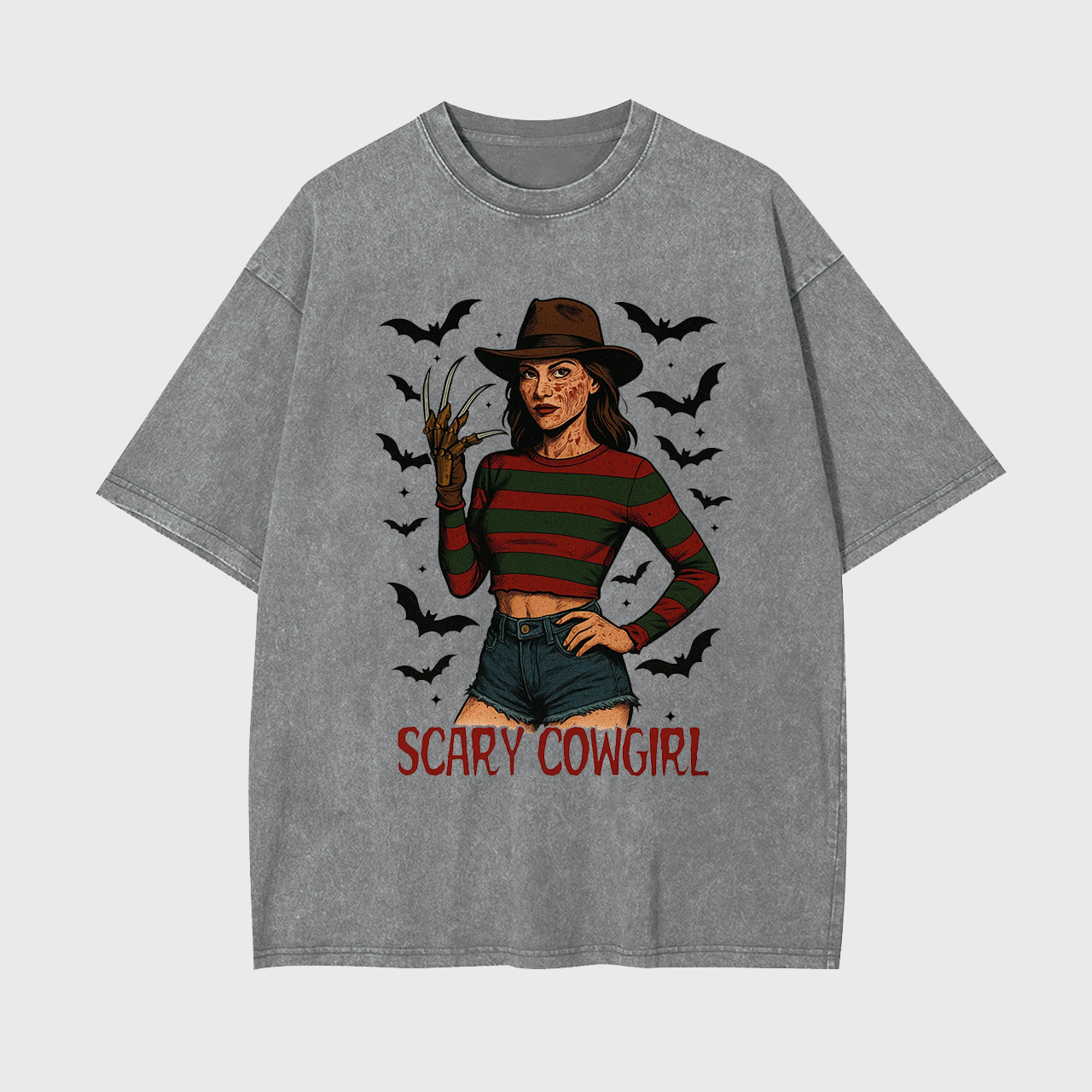 Scary Cowgirl Halloween Horror Garment-dye Tees