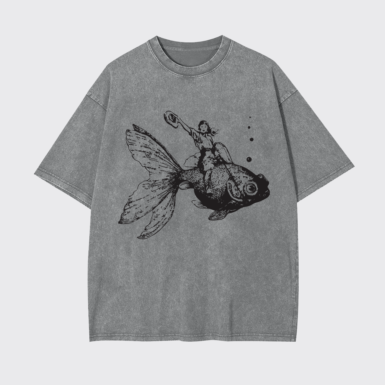 Goldfish-Riding Cowgirl Garment-dye Tees