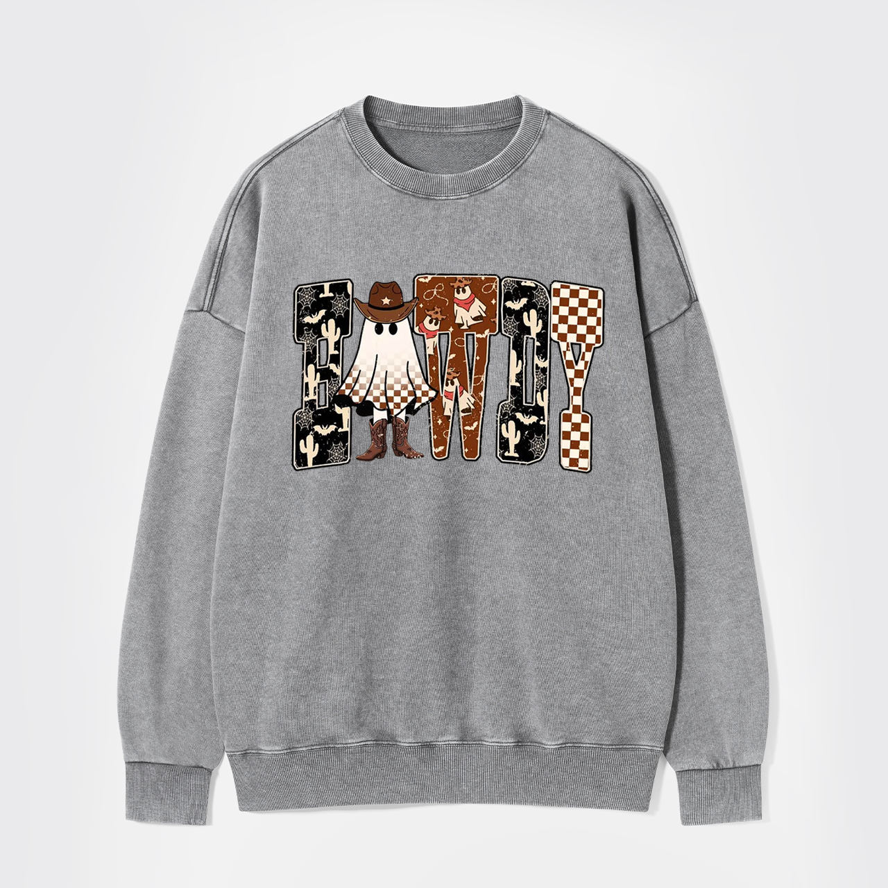 Howdy Western Halloween Ghost Washed Sweatshirts